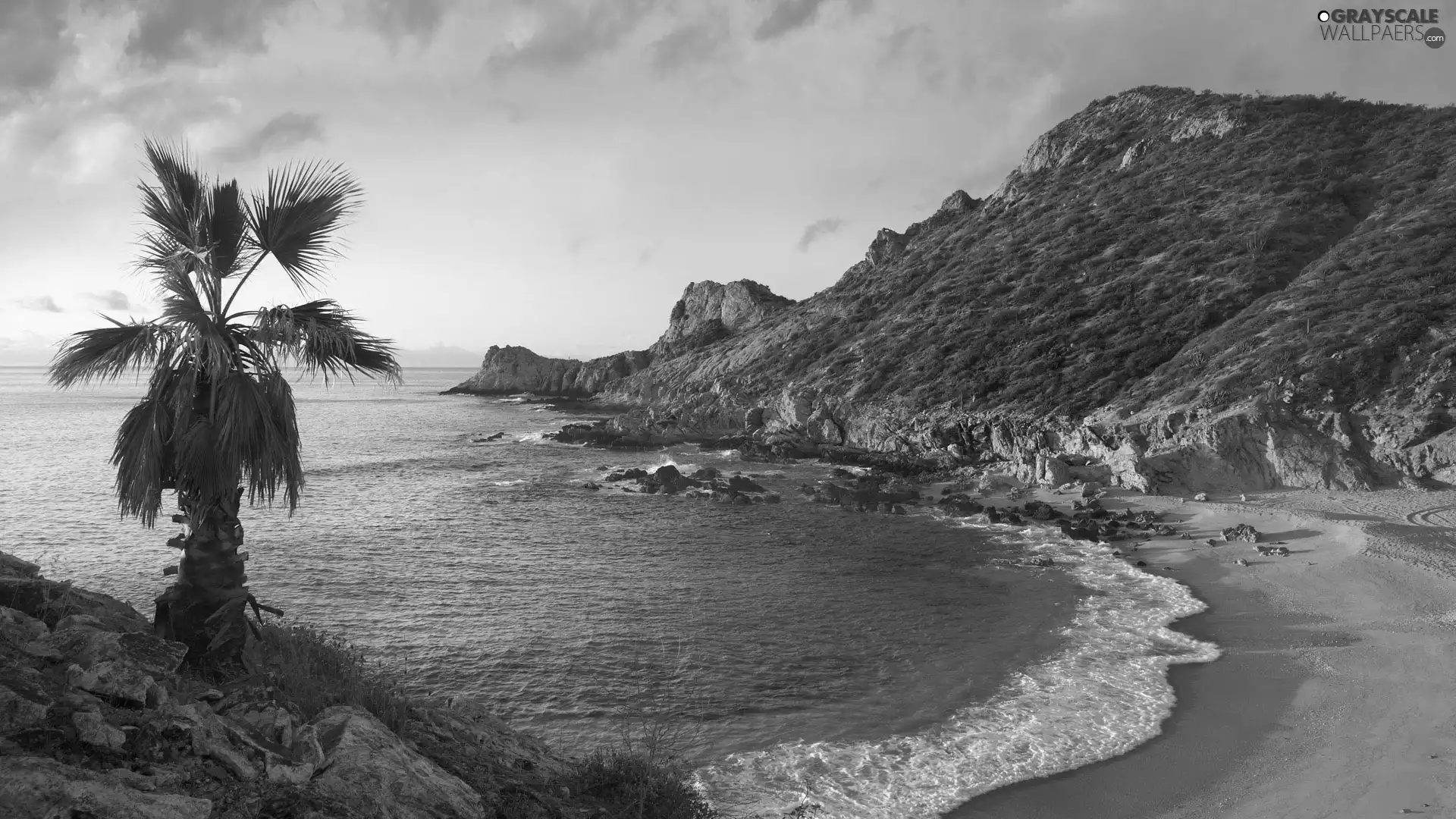 sea, coast, Beaches, Mountains