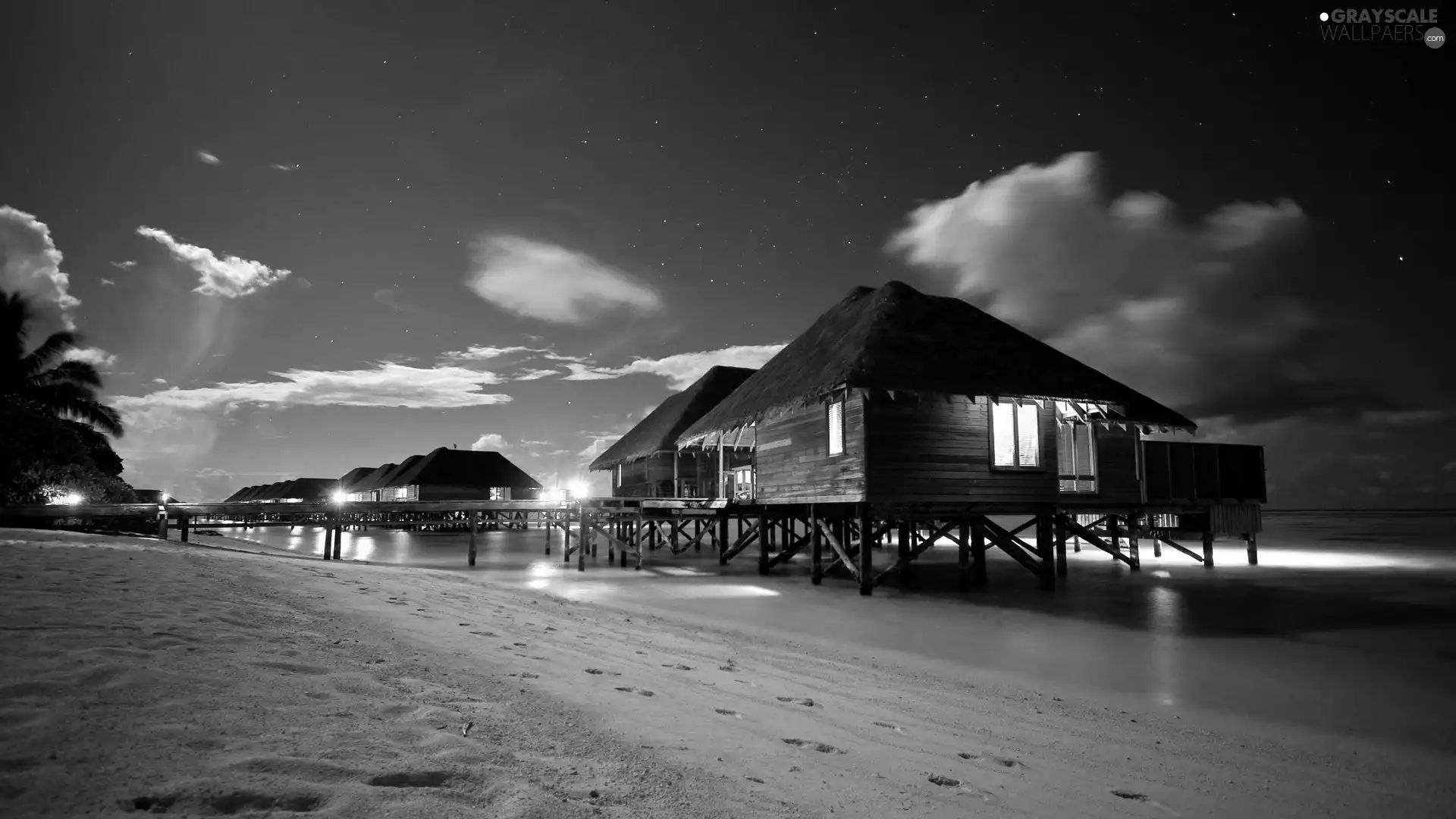 Beaches, sea, an, piles, Houses