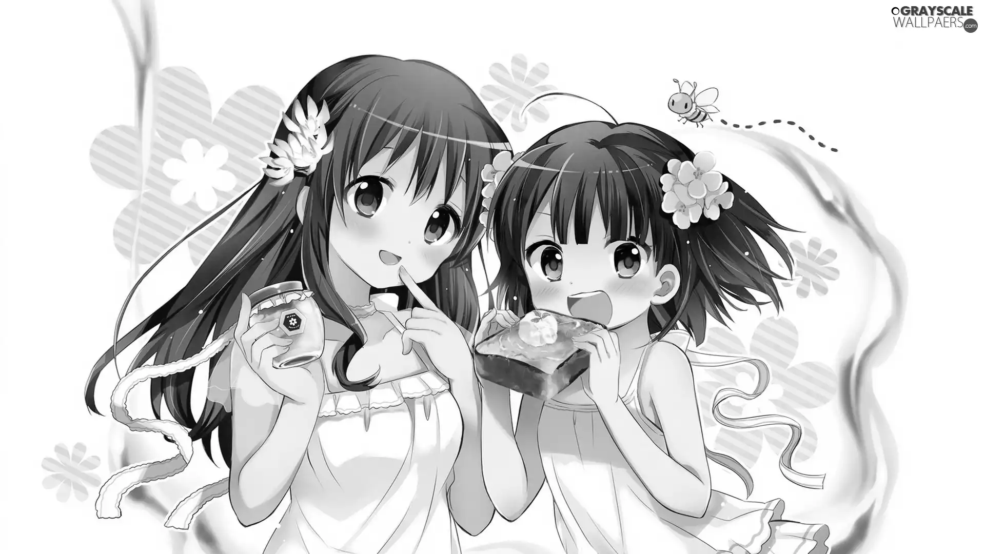 Flowers, honey, Manga, sandwich, Girls, bee, Anime