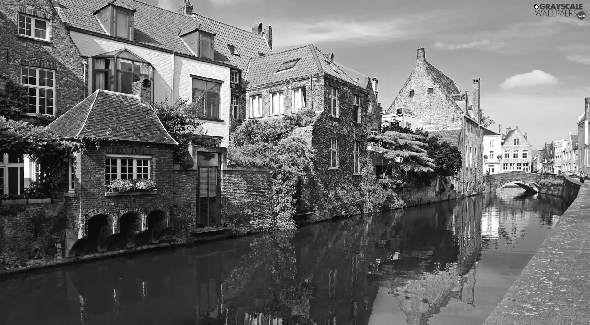 Houses, Bruges, Belgium, canal