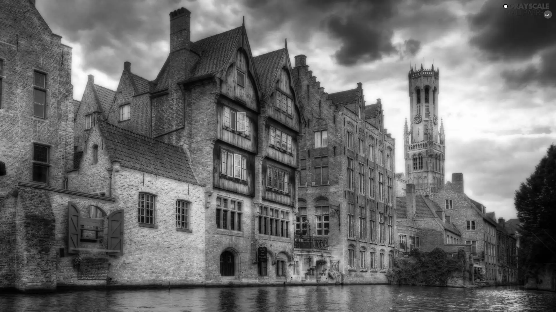 Houses, Bruges, Belgium, canal