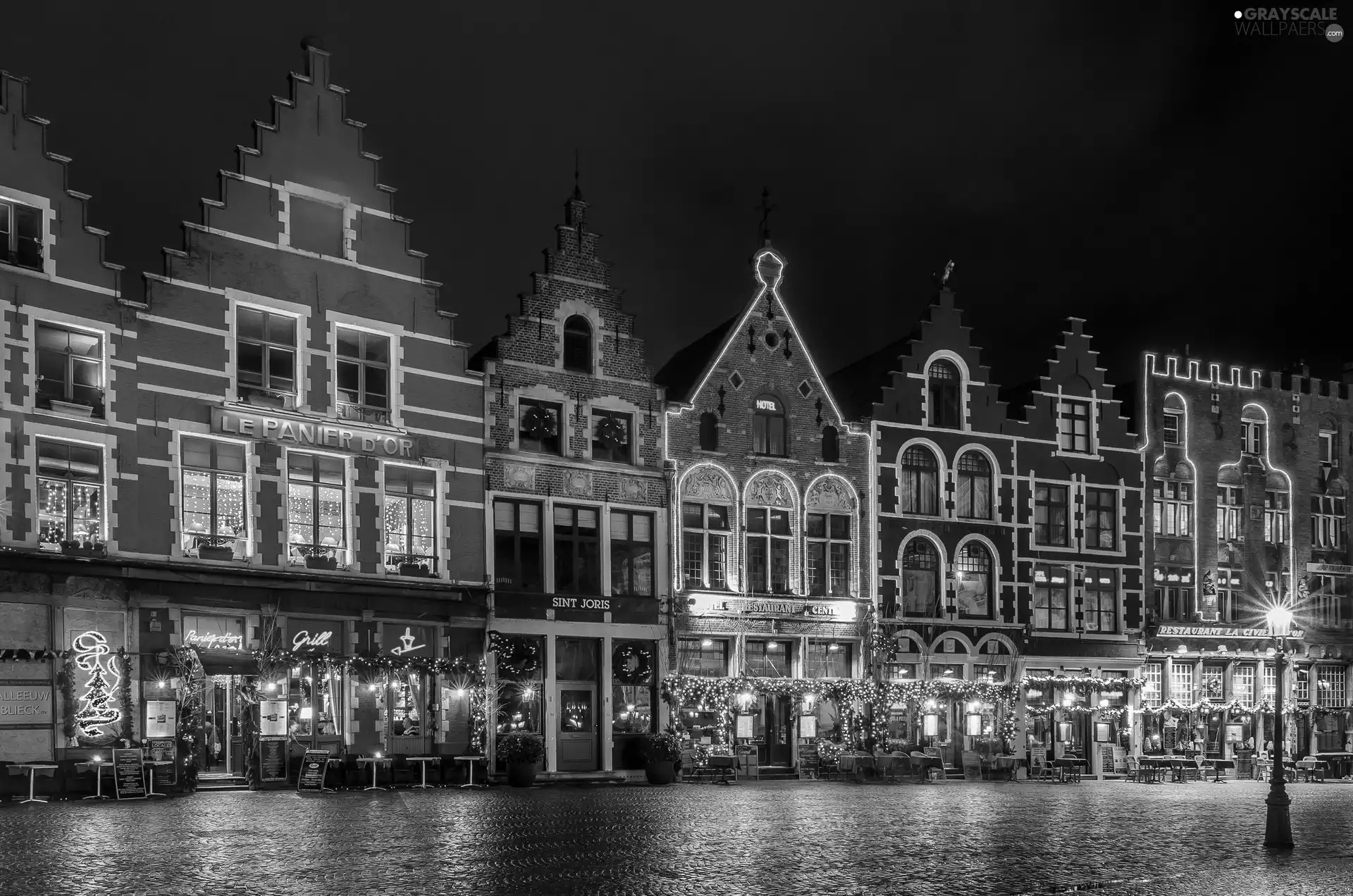 Town, Bruges, Belgium, Night