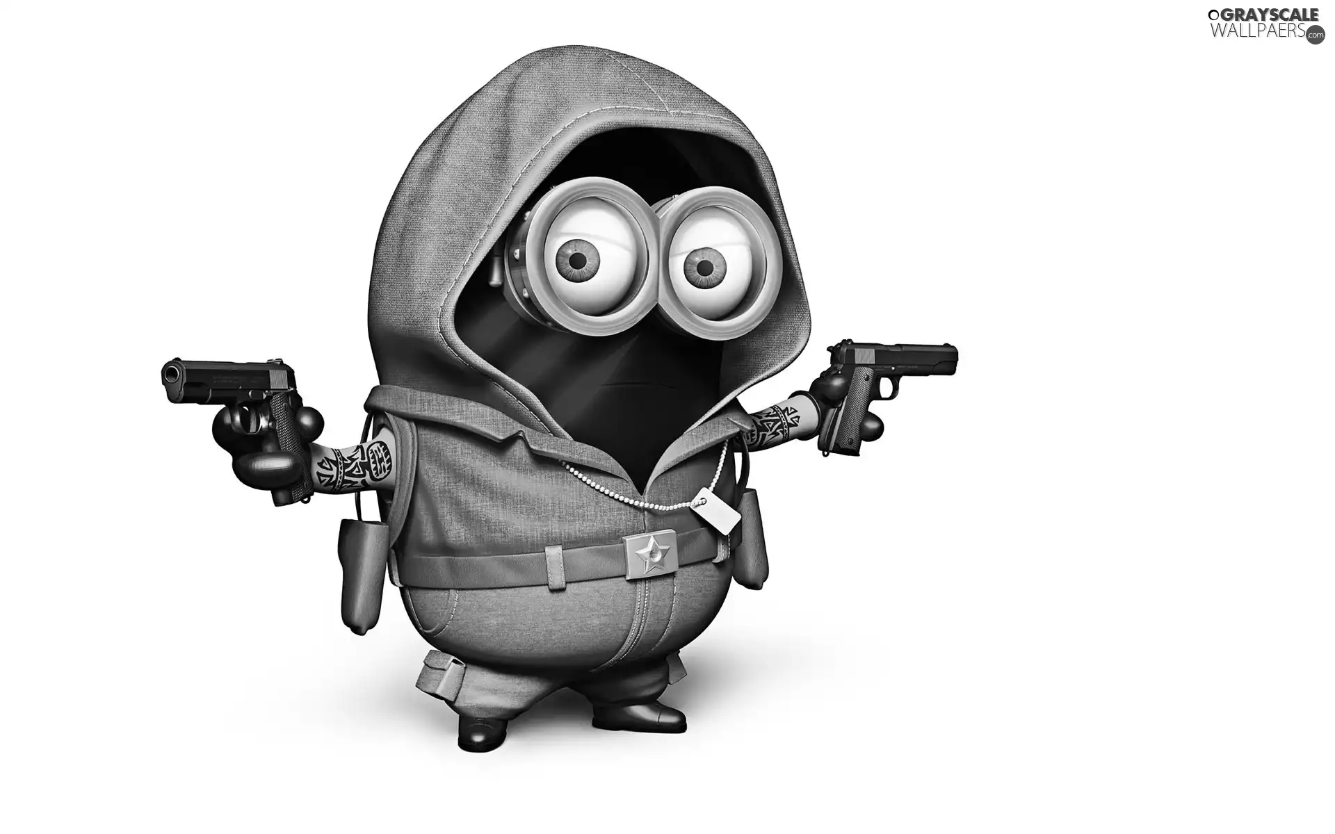 Pistols, form, Glasses, Minion, Belt, Two cars