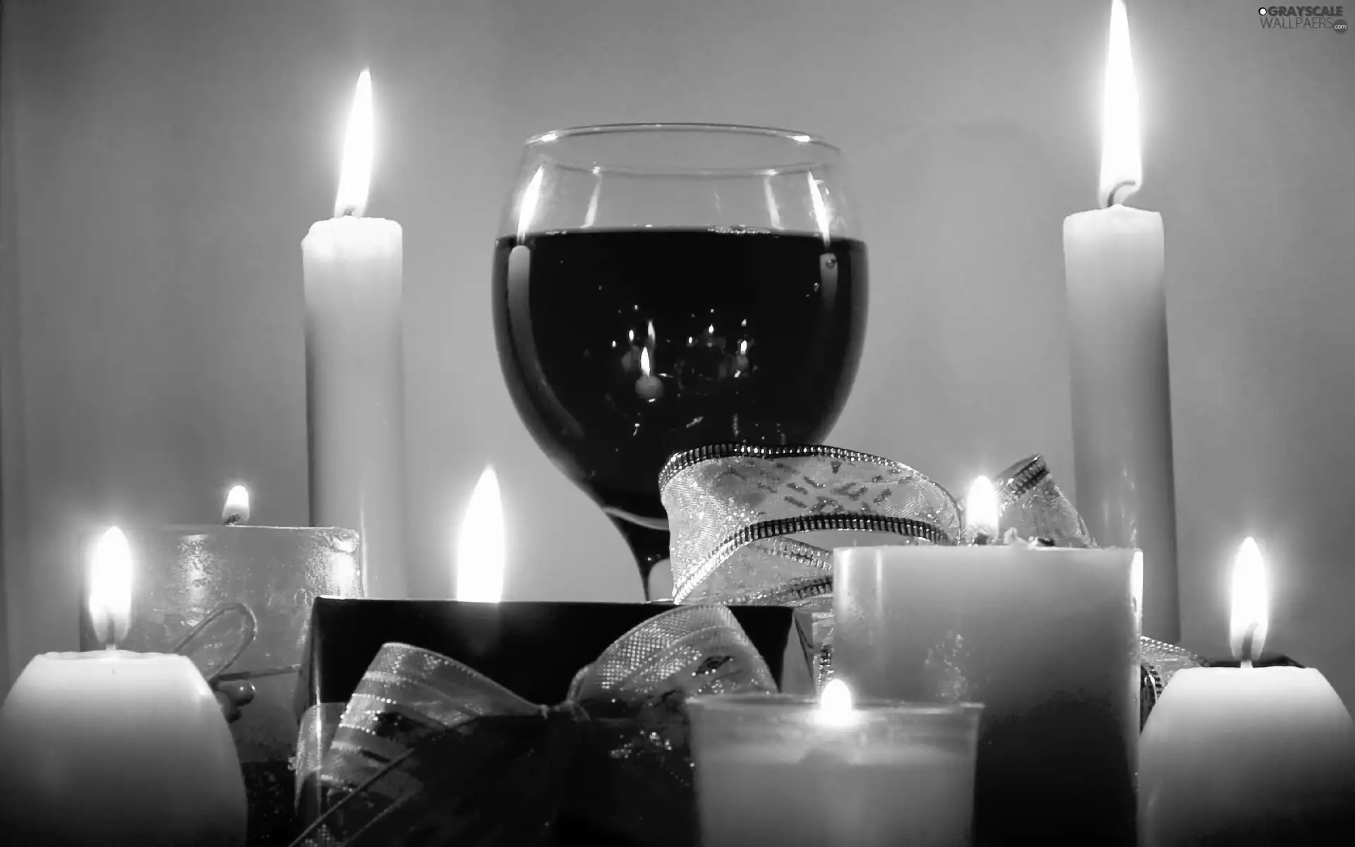 Candles, glass, Wine