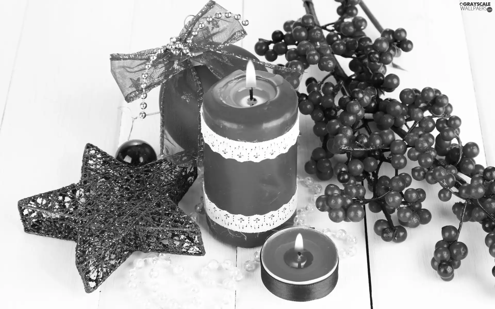 star, composition, Candles, twig, Red, Christmas