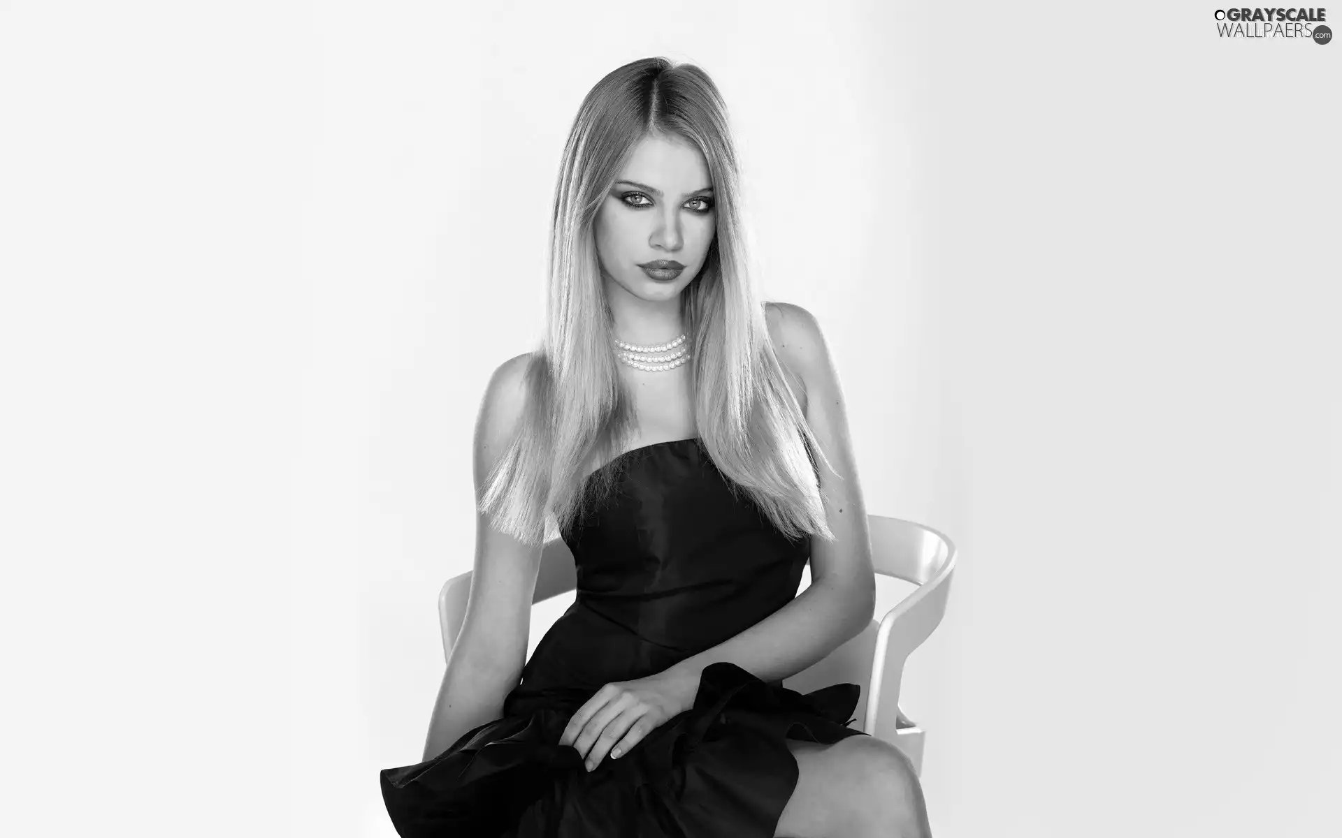 dress, make-up, Blonde, black, Xenia Tchoumitcheva