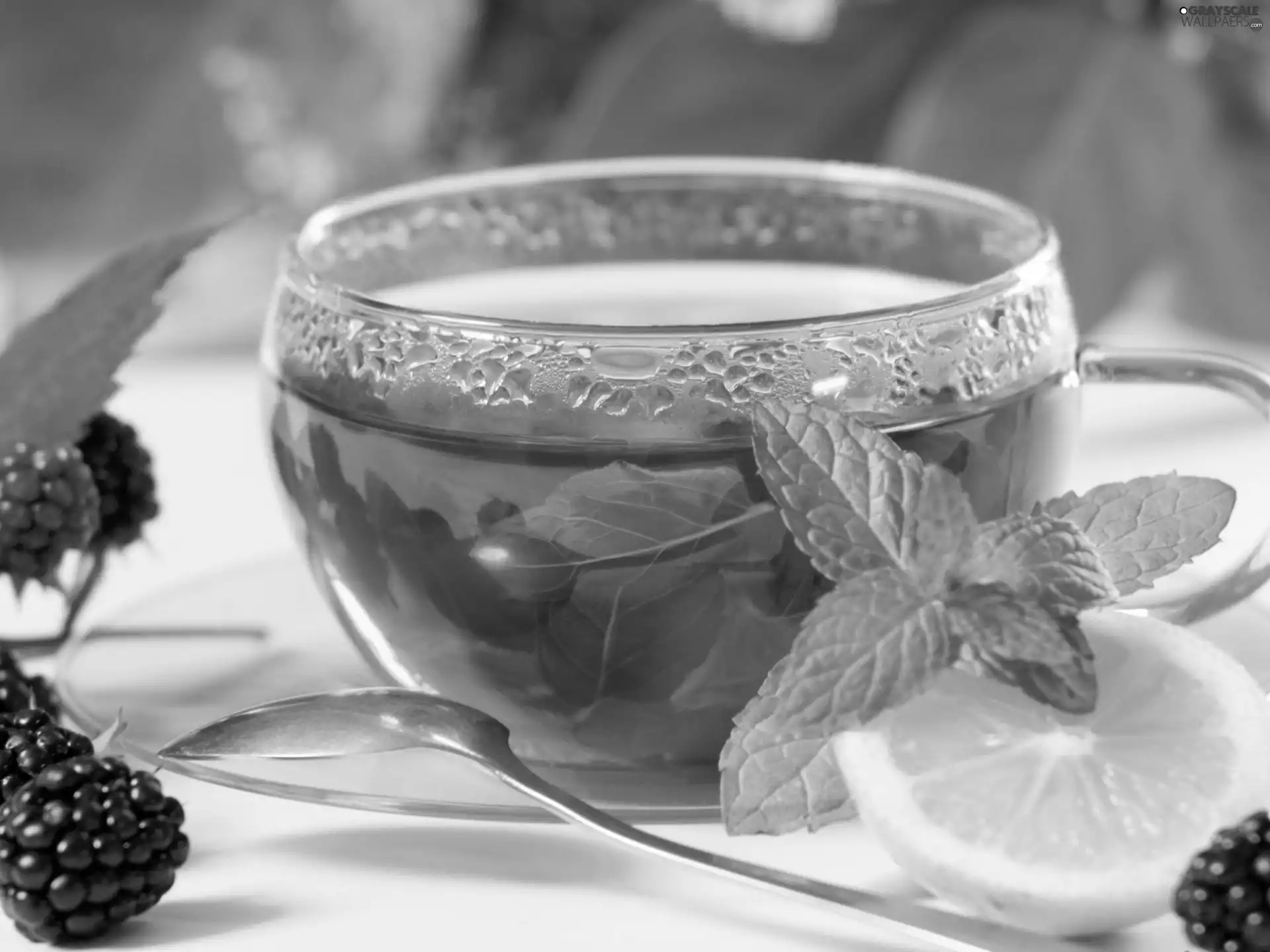 blackberries, tea, Lemon