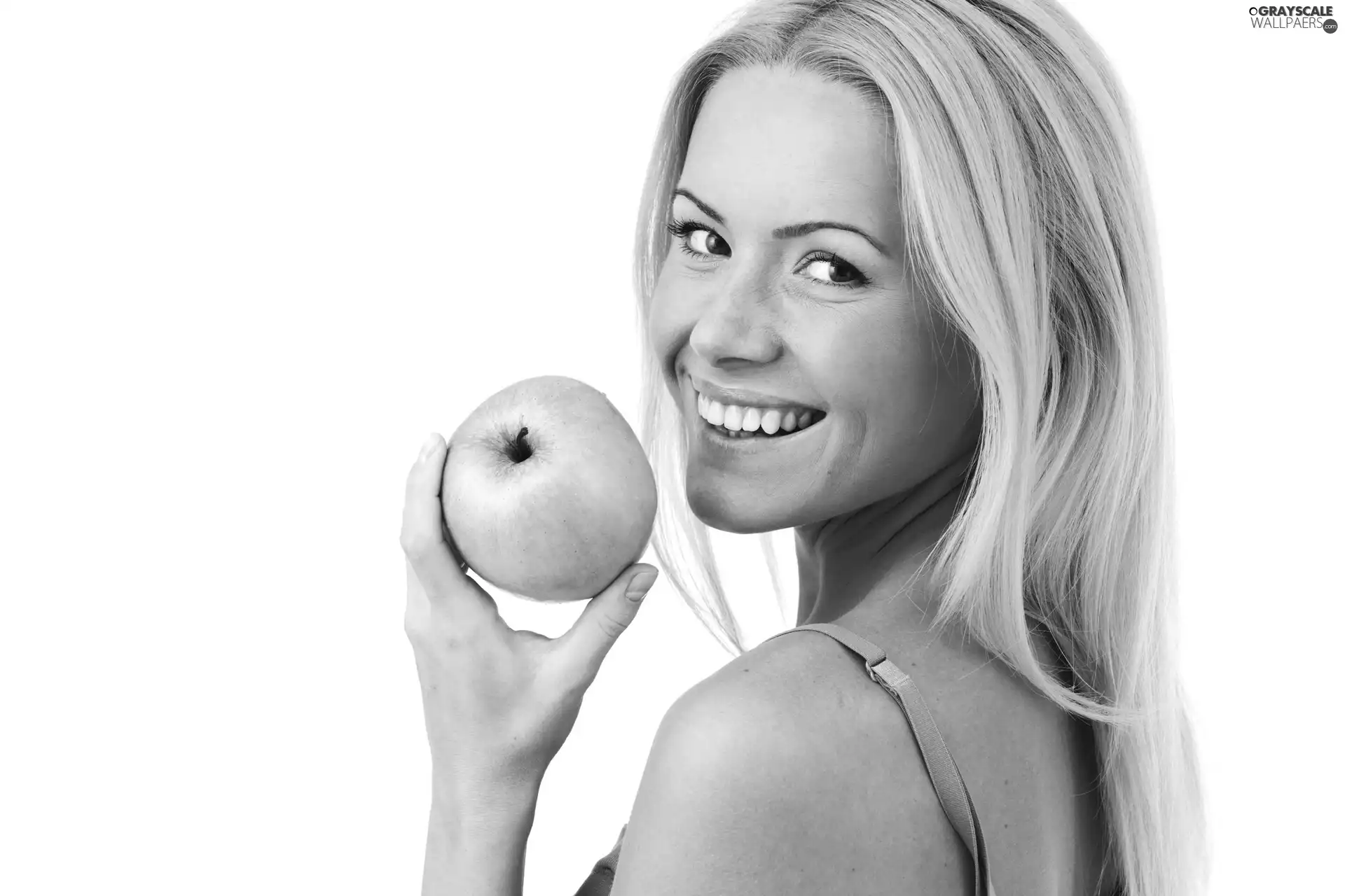 Smile, Women, Apple, Blonde