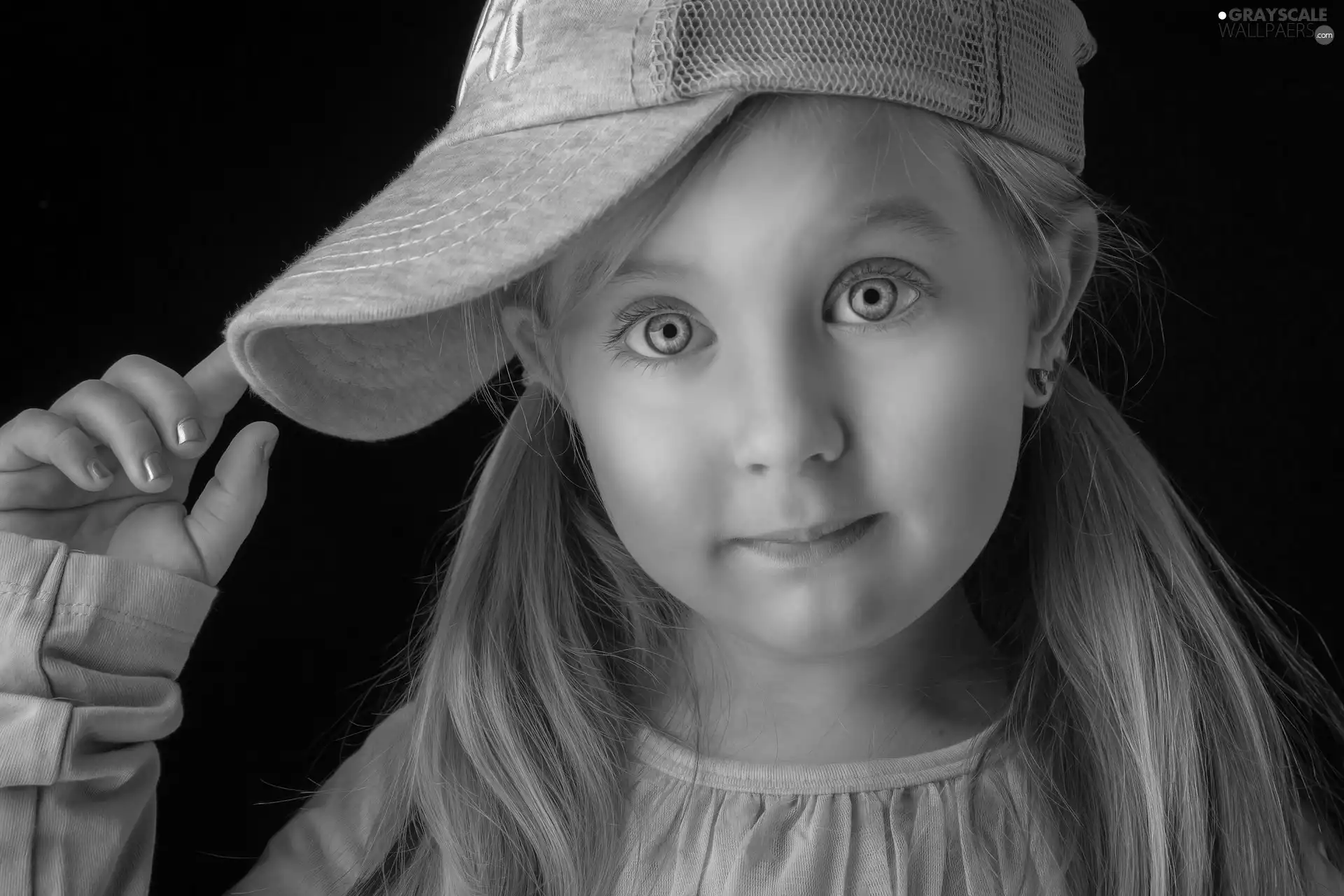 Eyes, Blonde, Hat, Blue, girl, Pink, caret