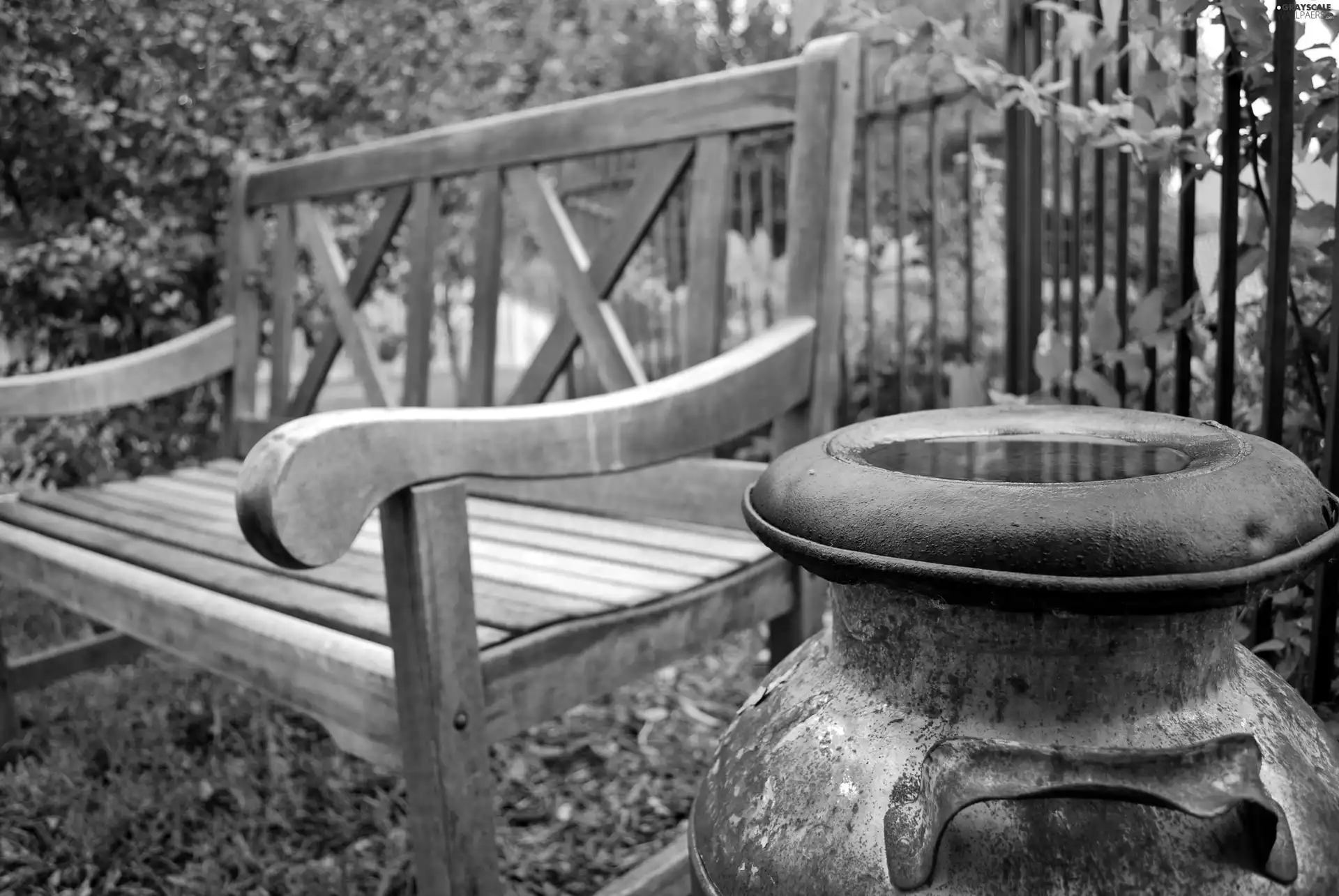 Garden, drinking fountain, blur, Bench