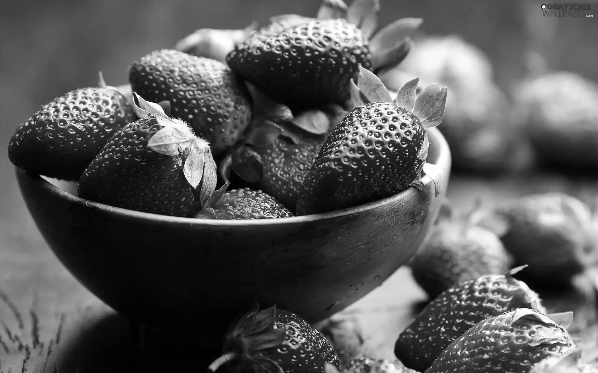 blur, bowl, strawberries