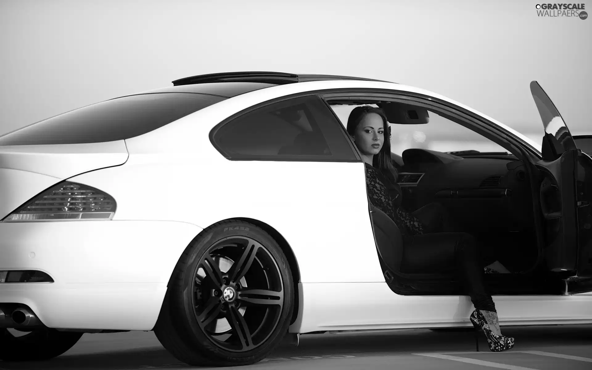 BMW, M6, make-up, E63, Tattoo, Automobile, White, Women