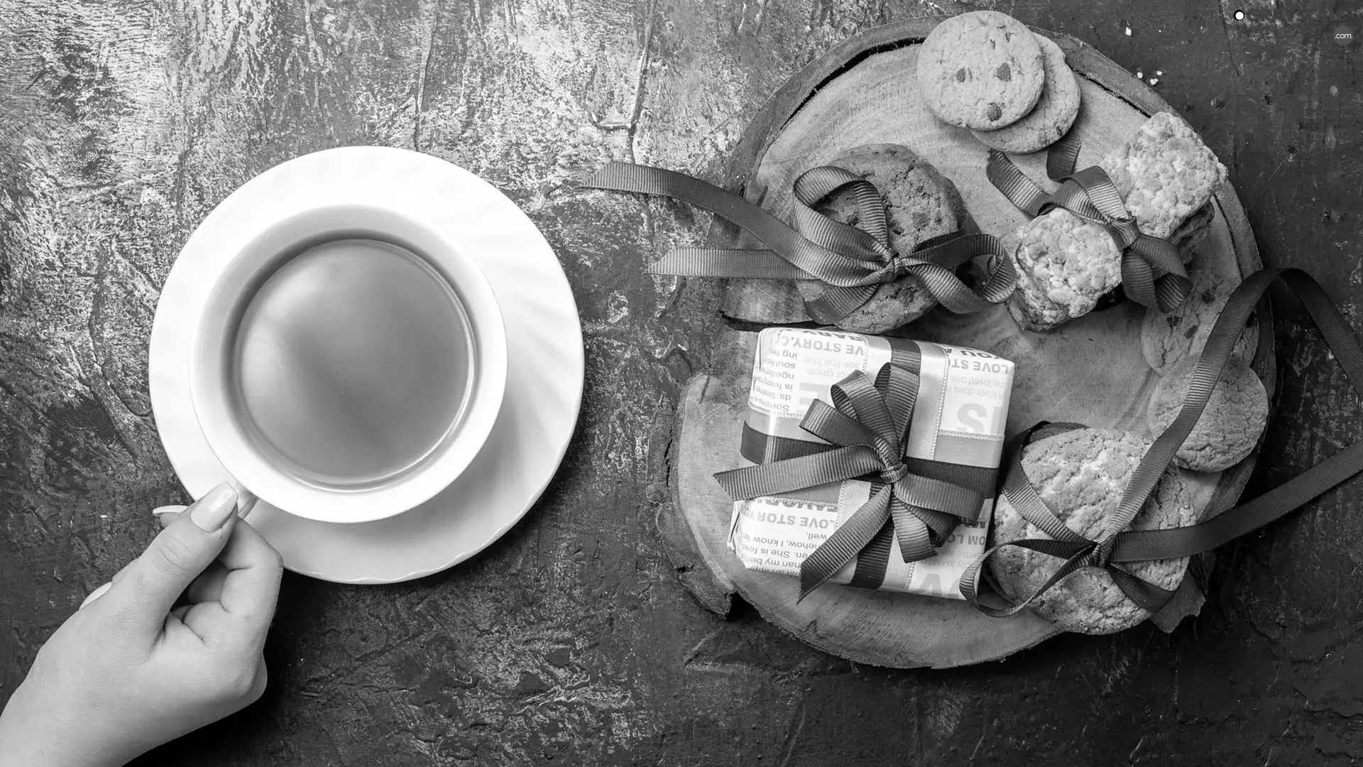 cookies, board, tea, Present, hand