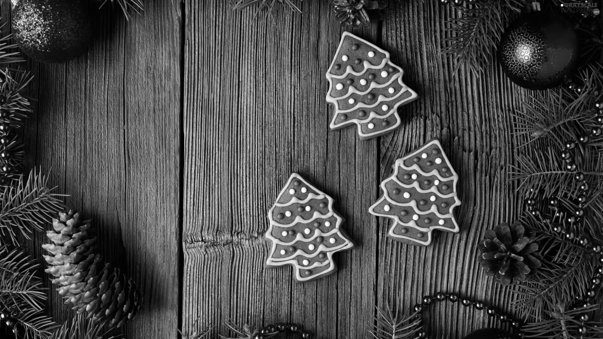 Christmas, boarding, cones, chain, Twigs, Gingerbread, Christmas, baubles
