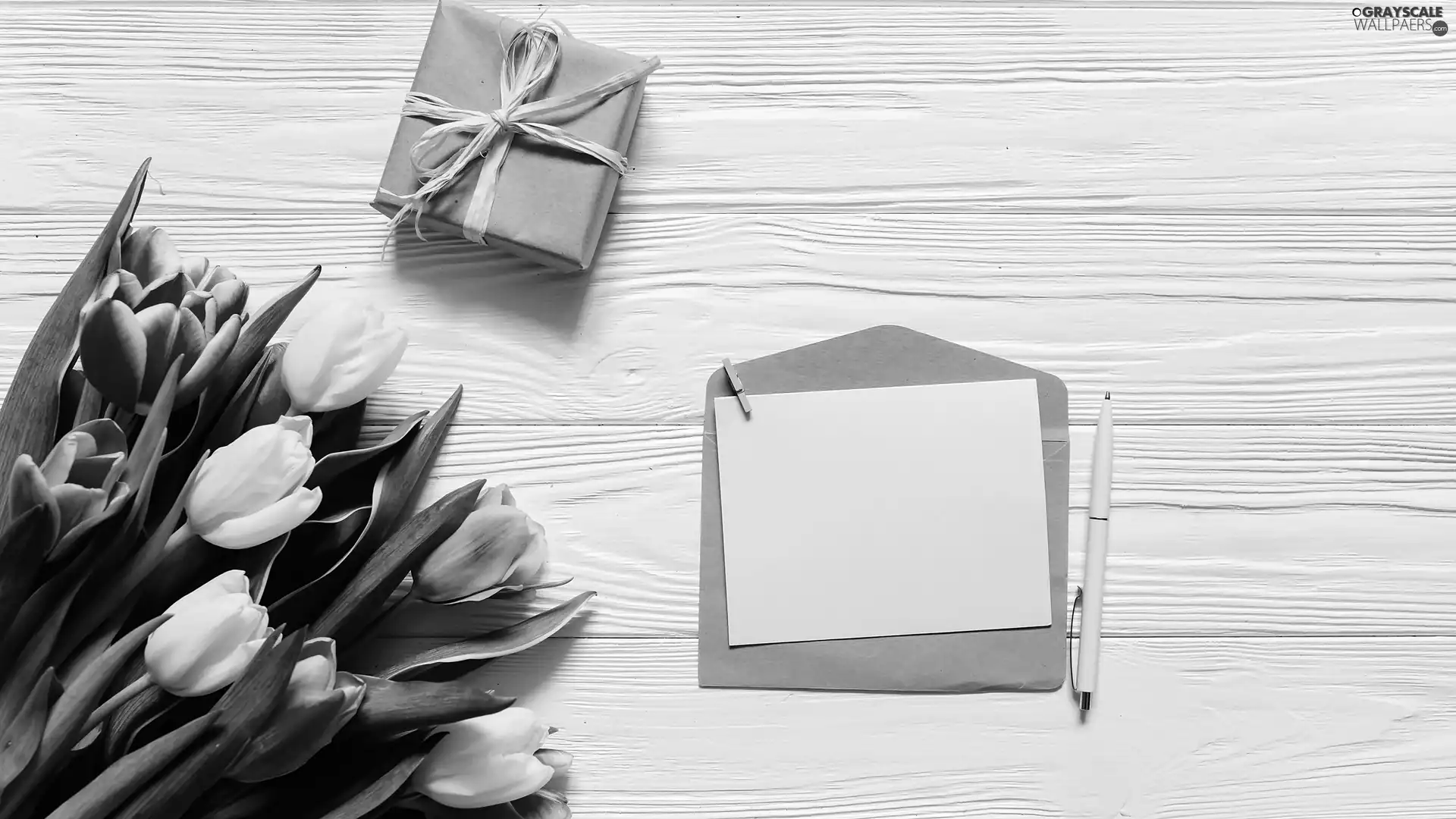 pen, boarding, Present, letter, Tulips