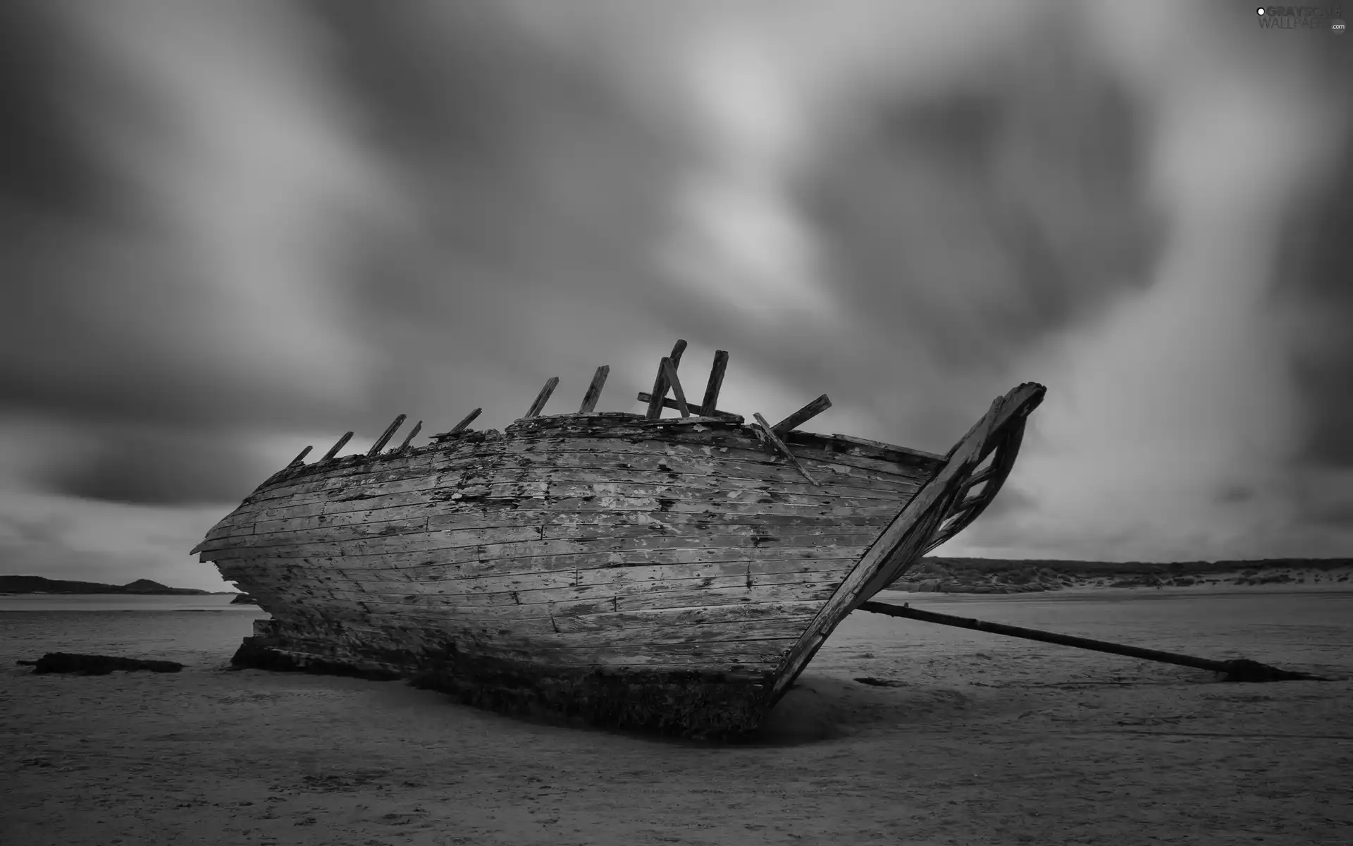 clouds, Old, Boat, Beaches