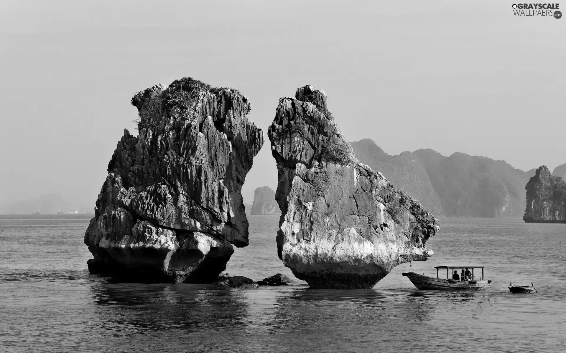 Boat, sea, rocks