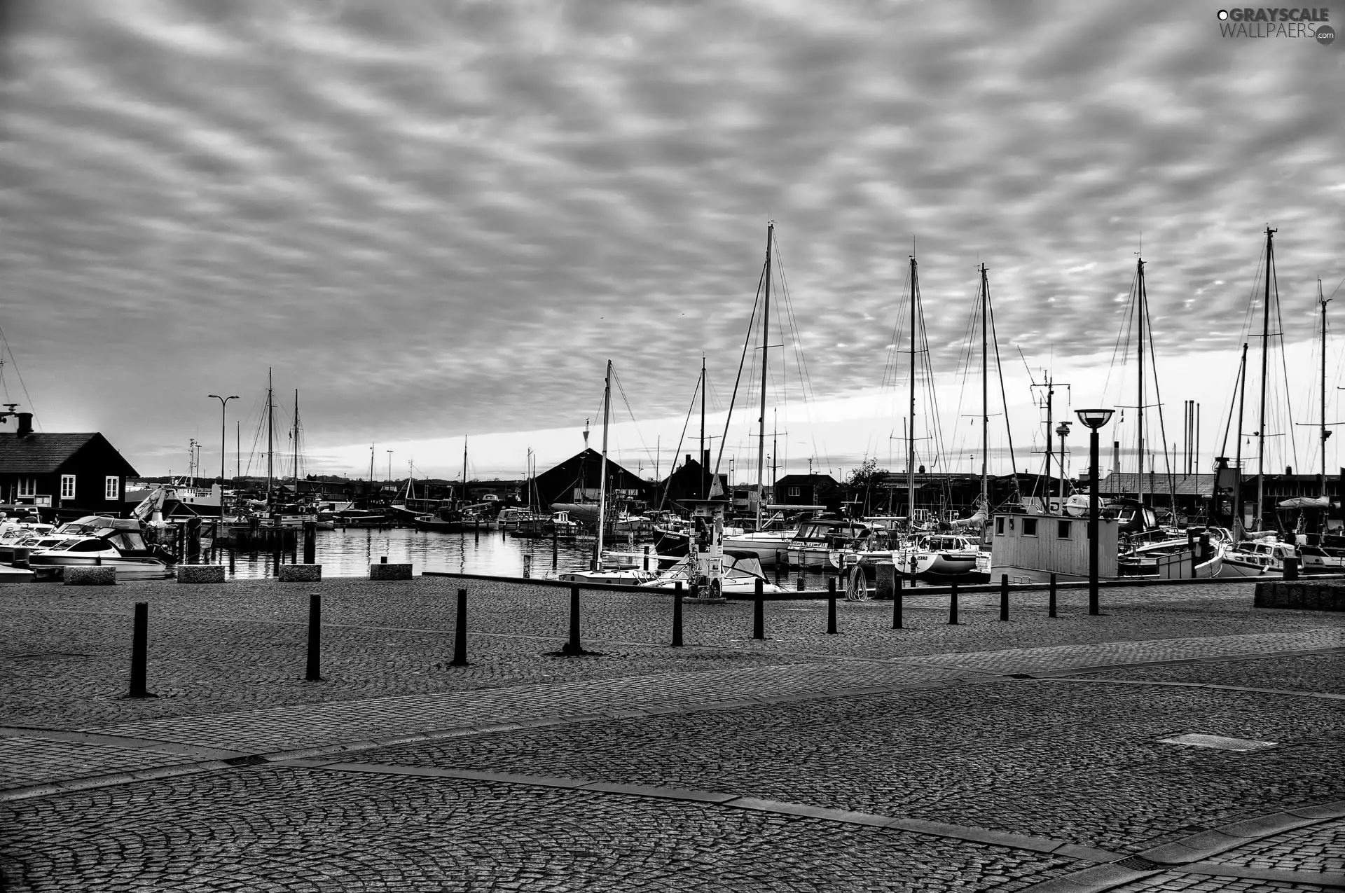 dawn, Harbour, Boats, clouds