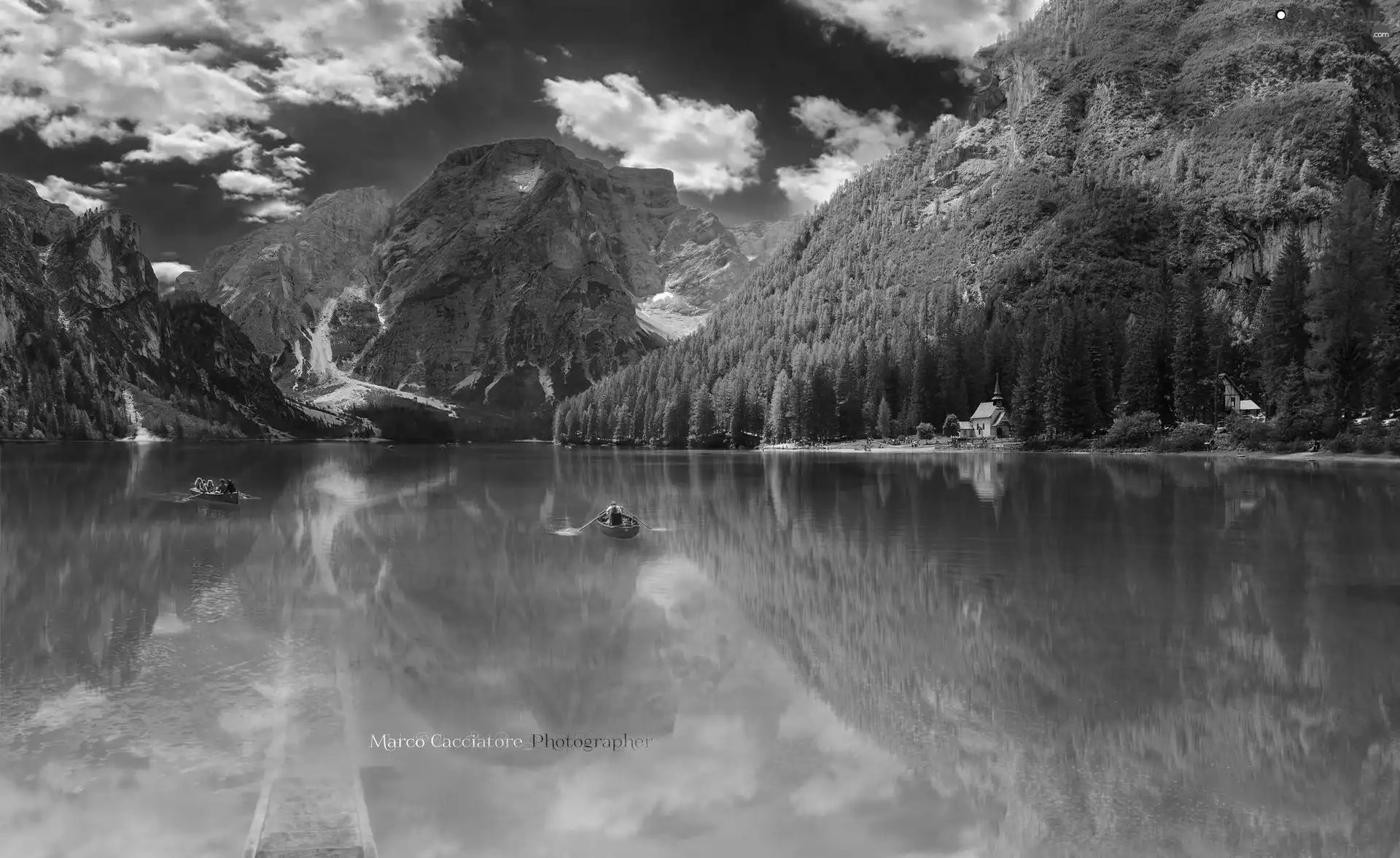 boats, Mountains, lake