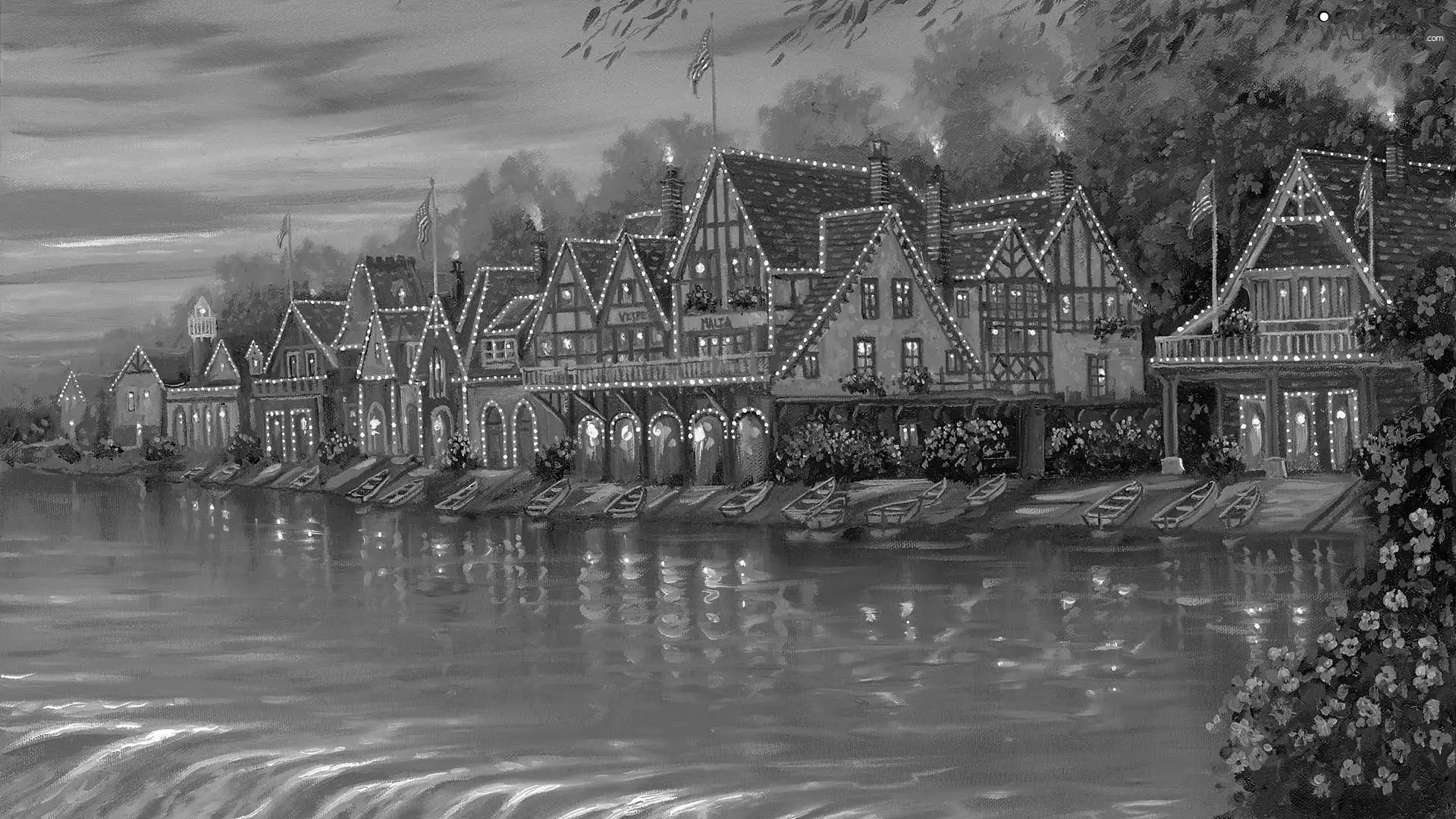 Houses, boats, Robert Finale, water