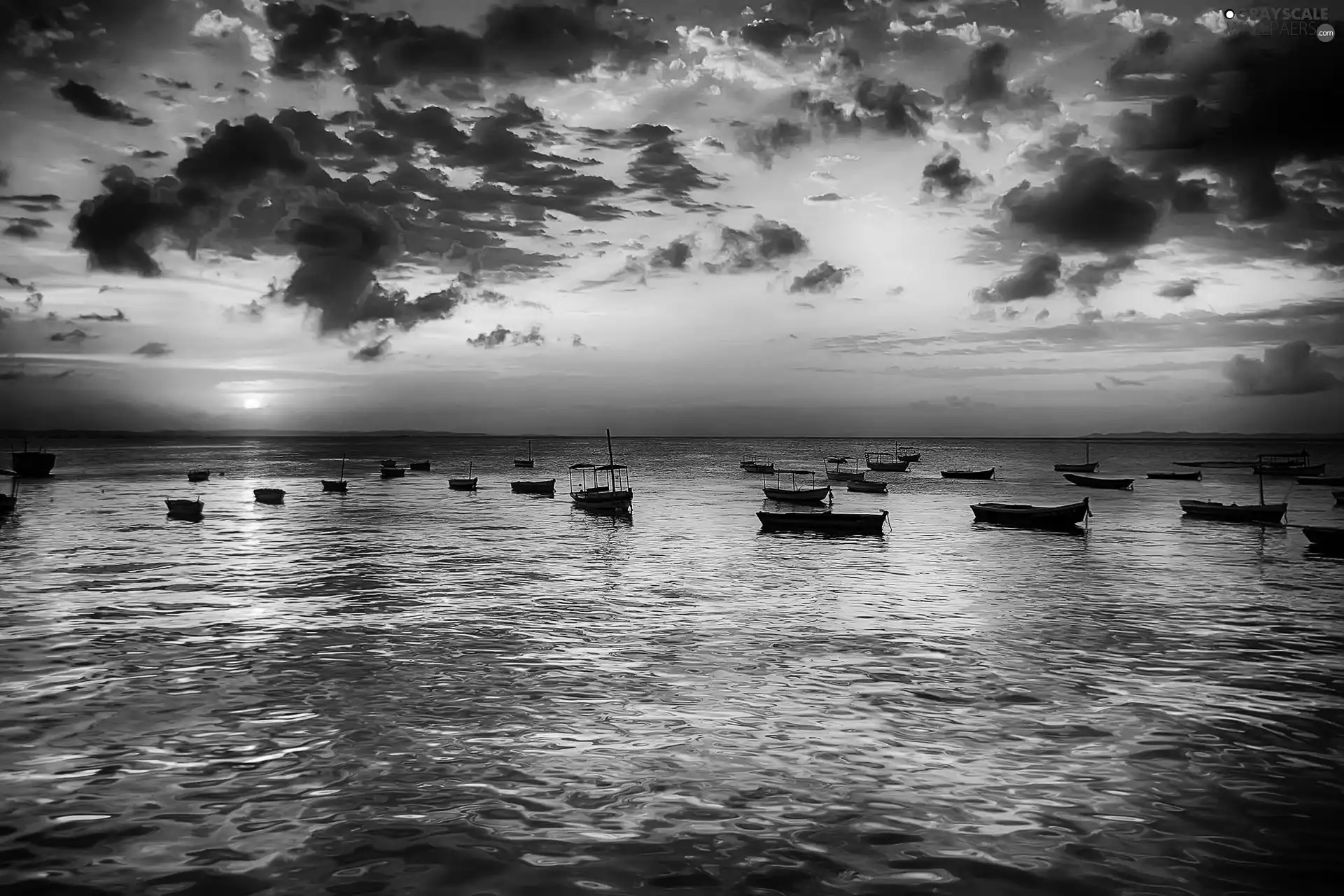 west, sea, Boats, sun