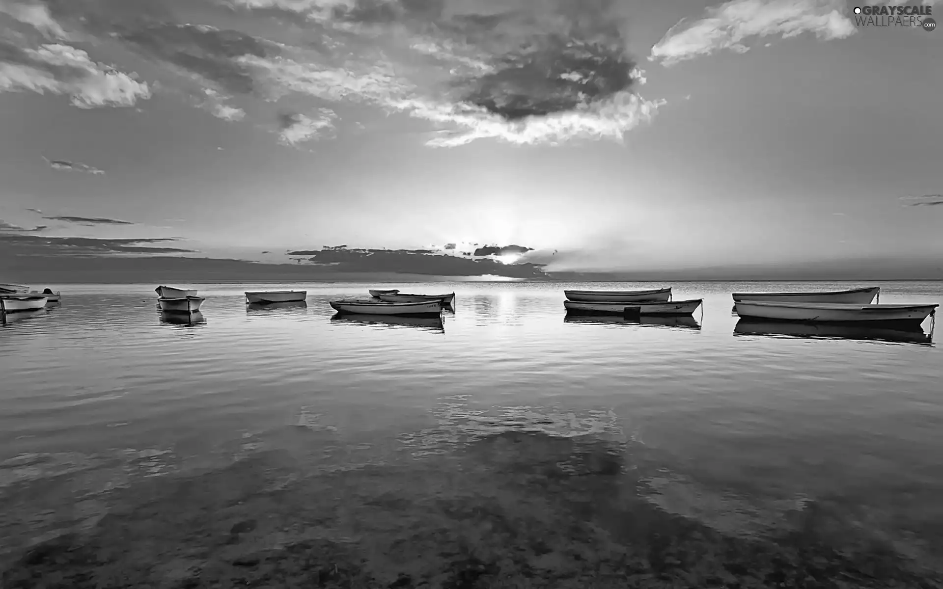 west, water, boats, sun