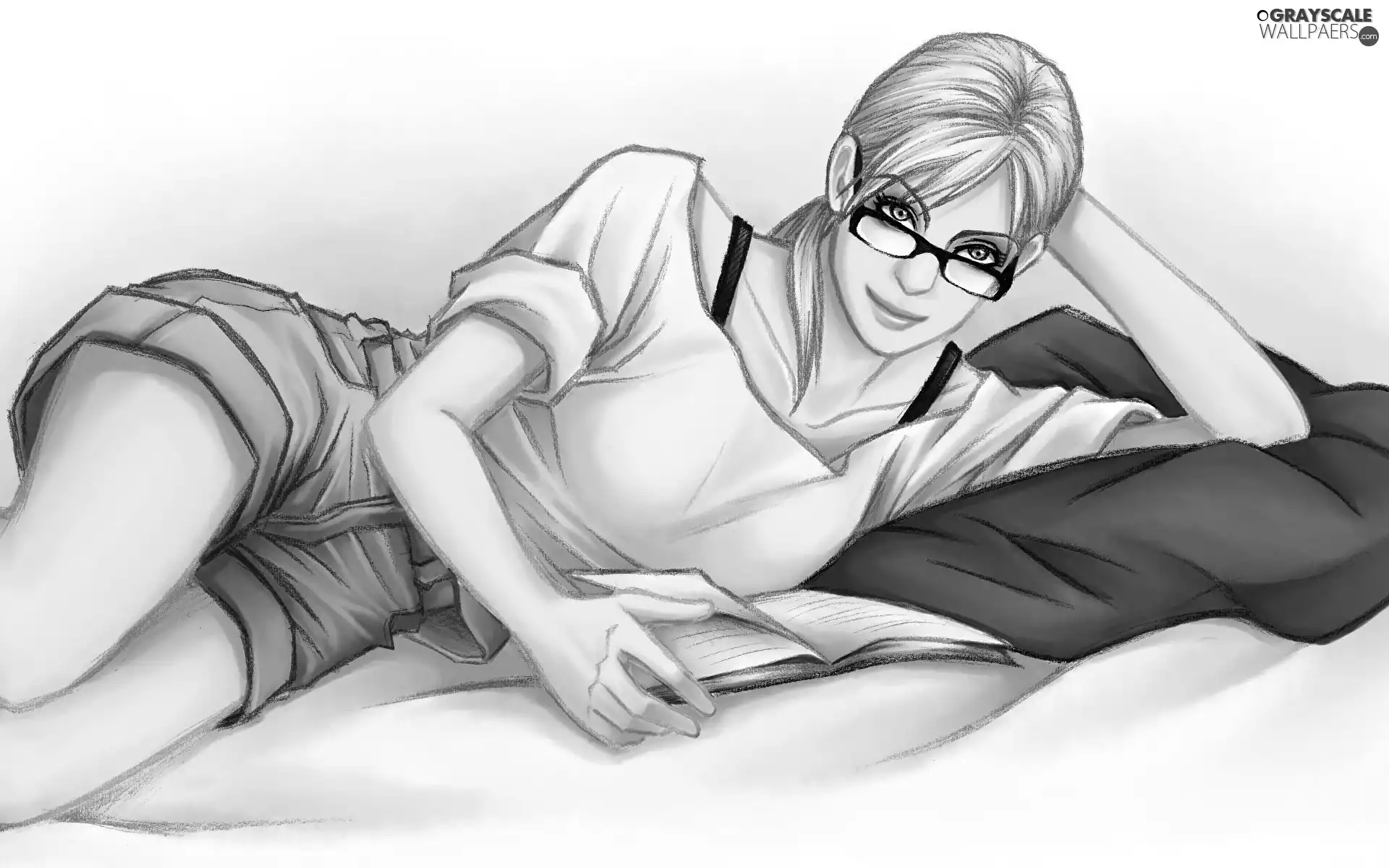 Glasses, Book, Blonde, face, girl