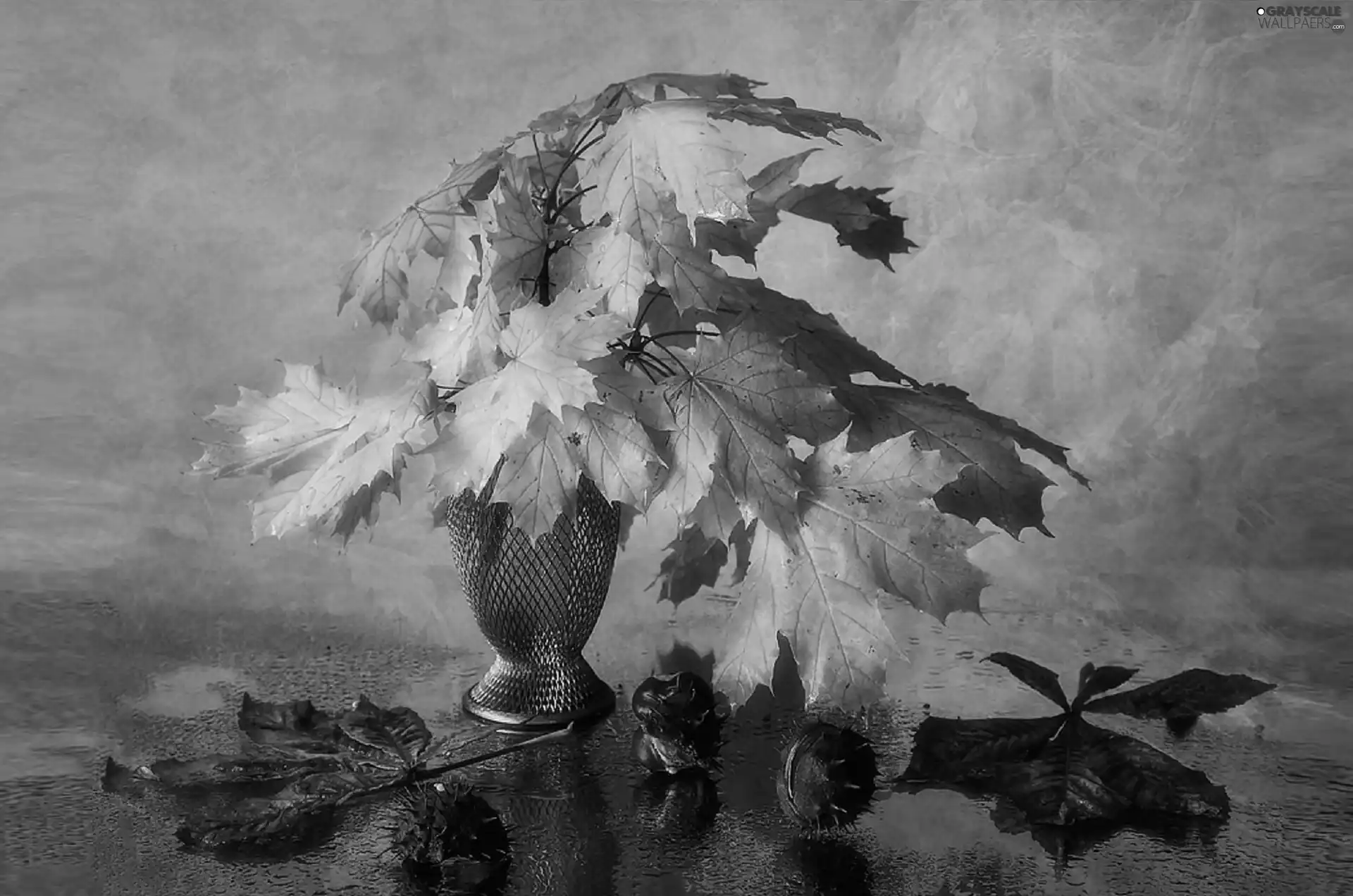 bouquet, chestnuts, Autumn, Leaf, composition