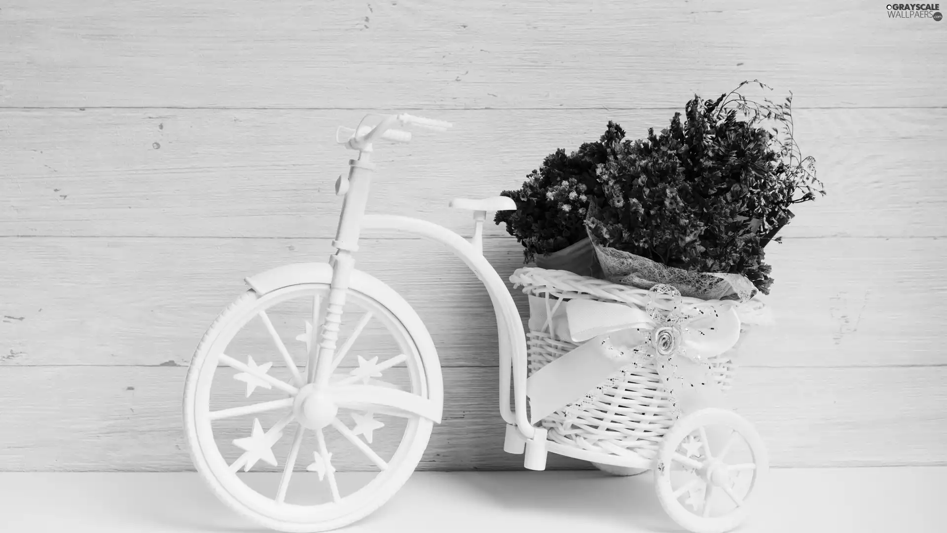 Flowers, bow, Bike, basket, boarding