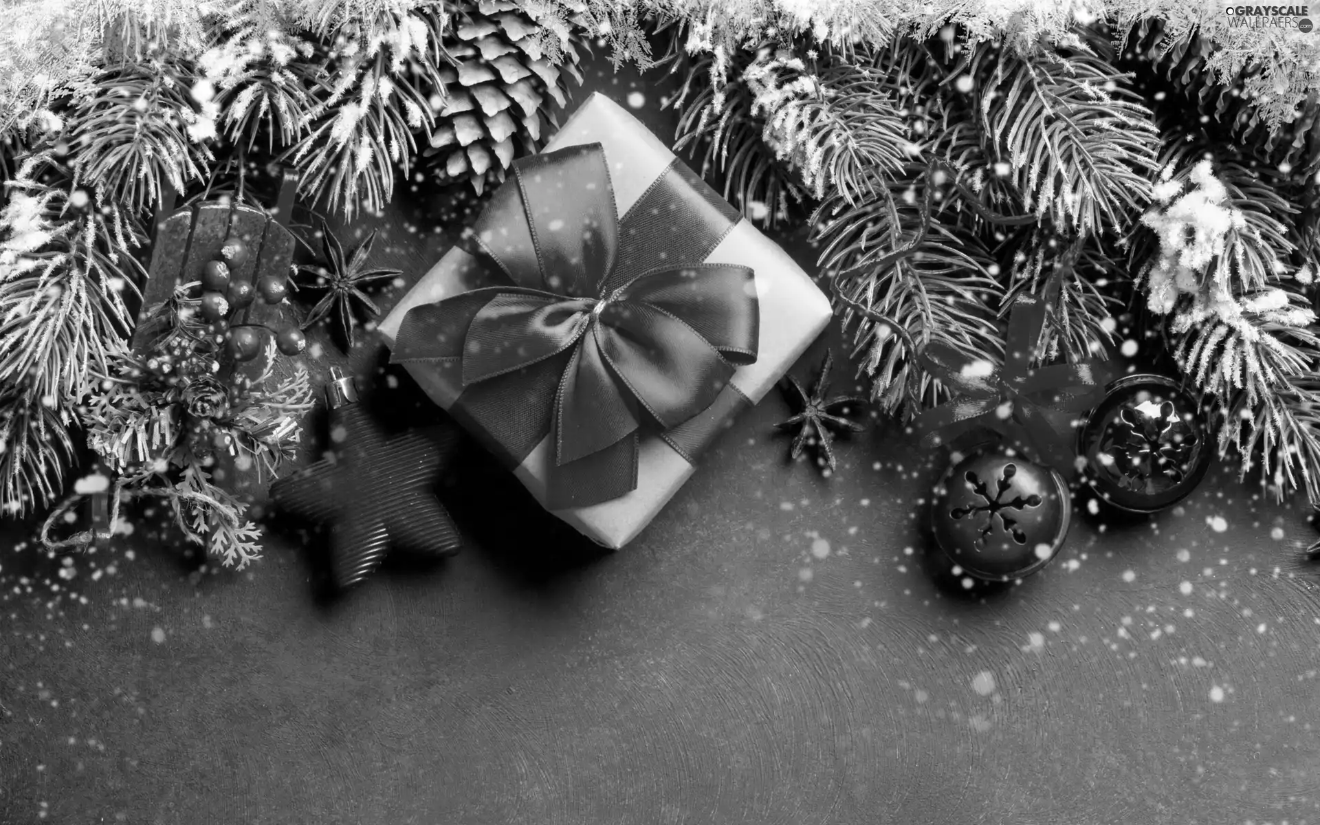 baubles, Stars, Christmas, Present, boarding, Twigs, spruce, bow