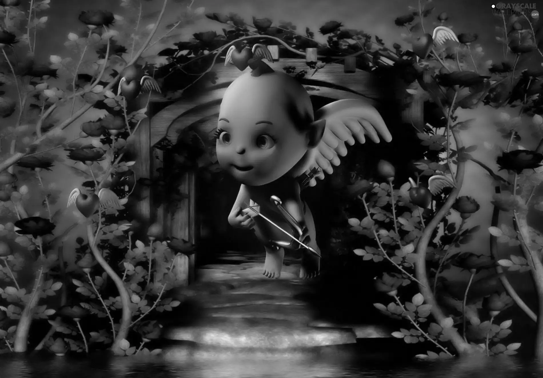 Bow, cupid, wings