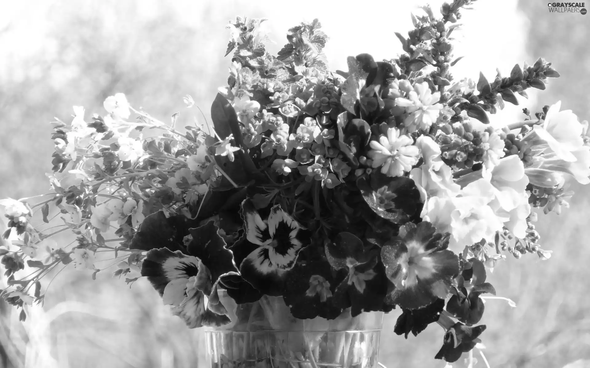 bowl, bouquet, flowers
