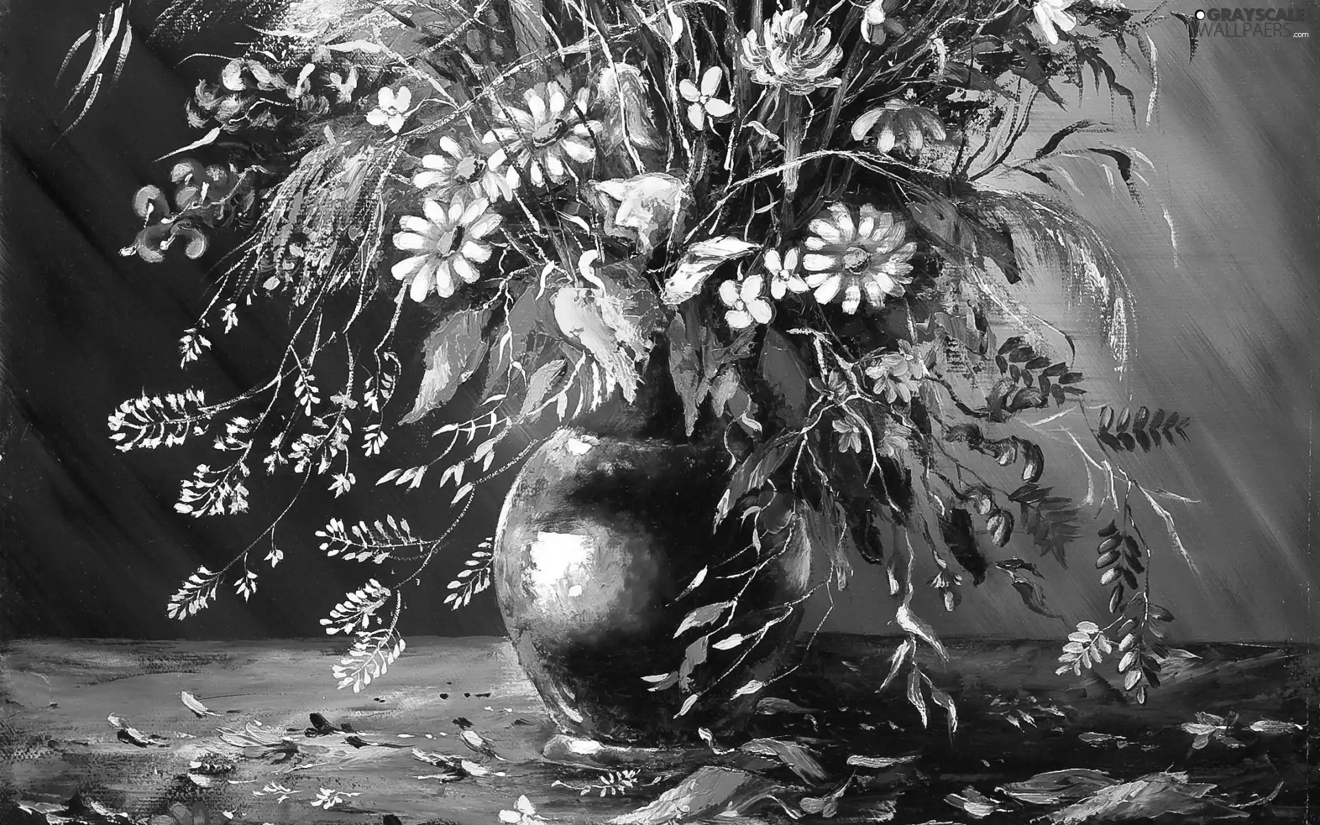 bowl, picture, wild, flowers, bouquet