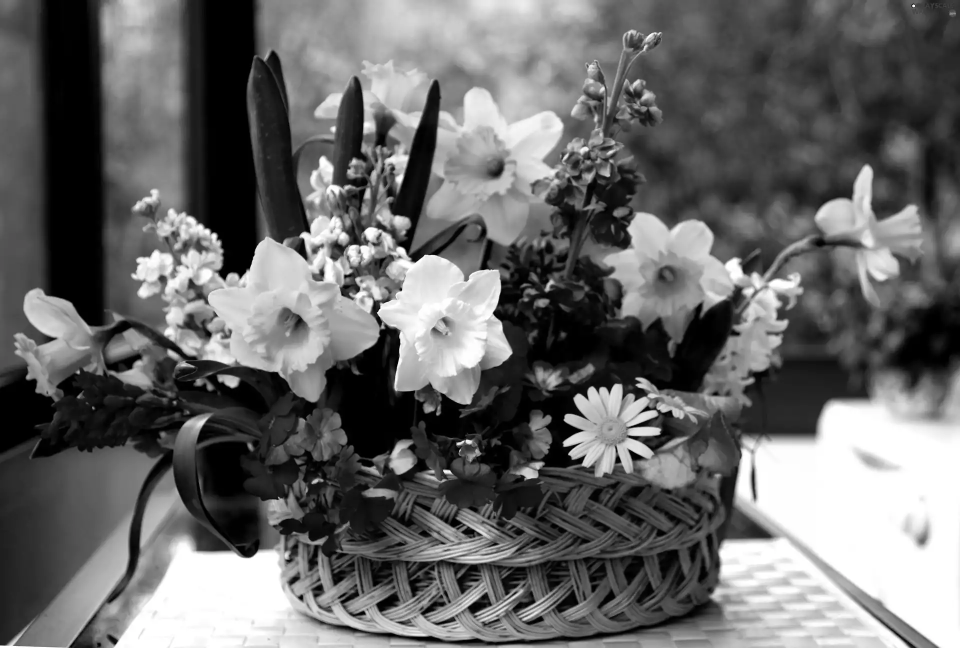 braided, pad, flowers, basket, bouquet