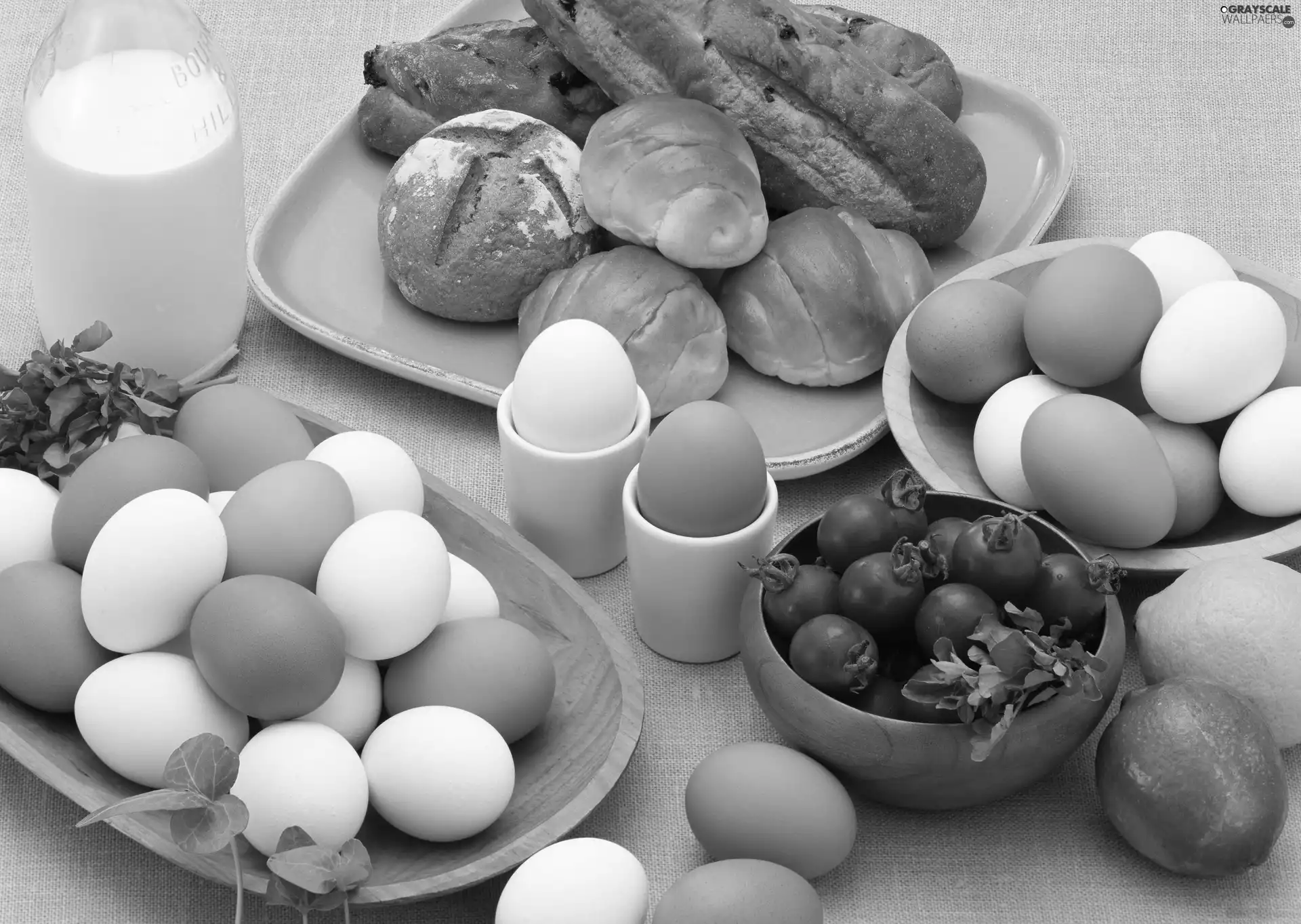 eggs, tomatoes, breakfast, Buns