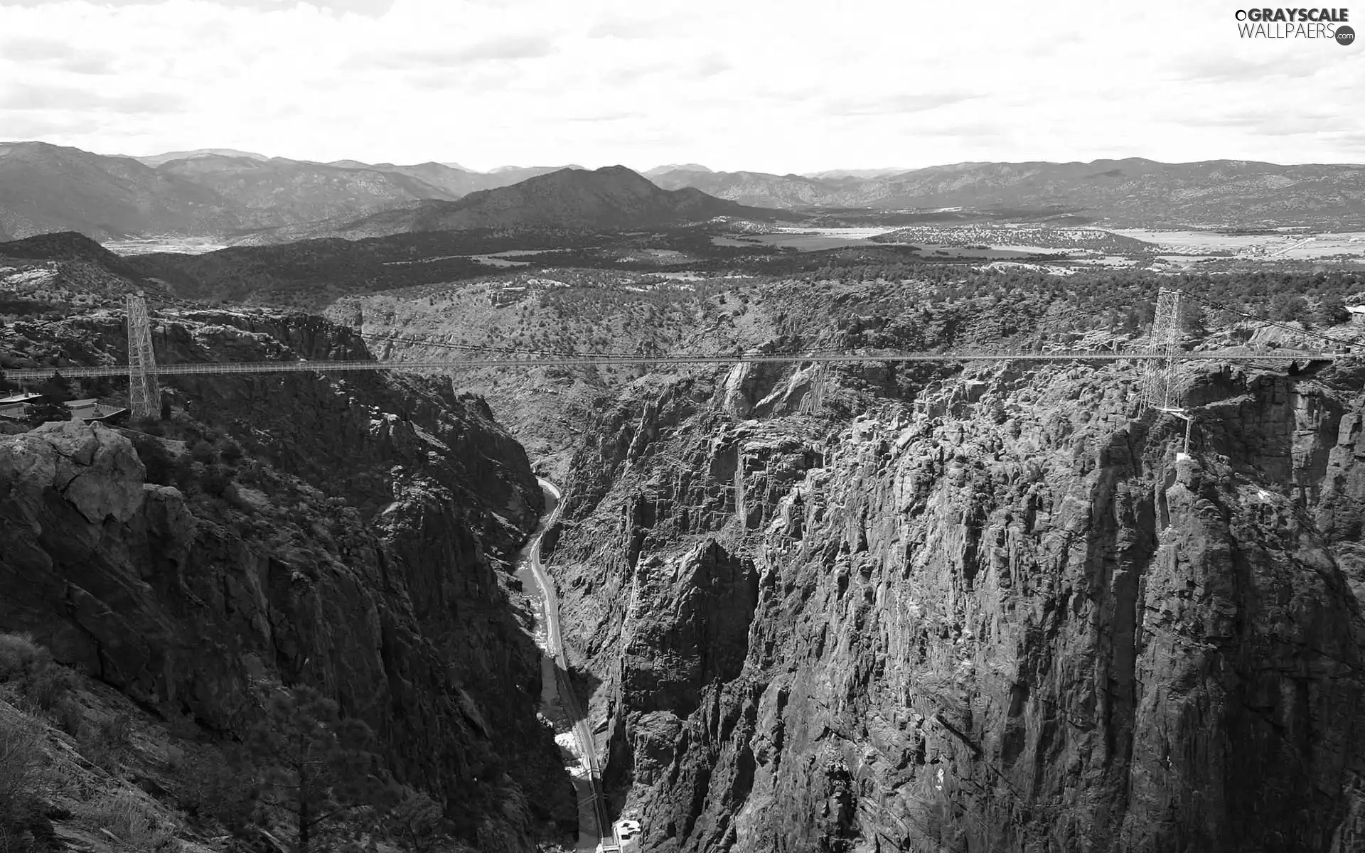 high, pendant, bridge, rocks