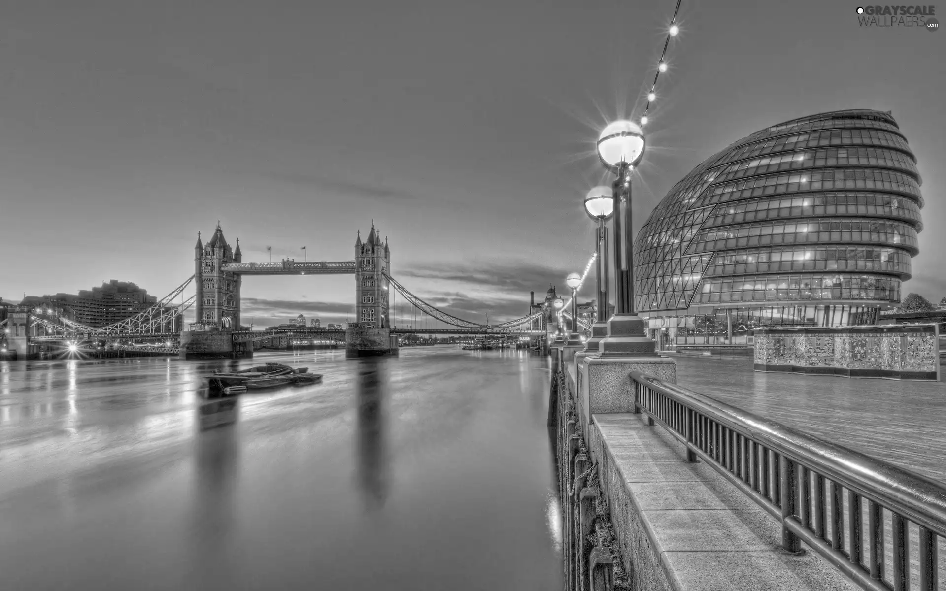 bridge, London, town, light, panorama