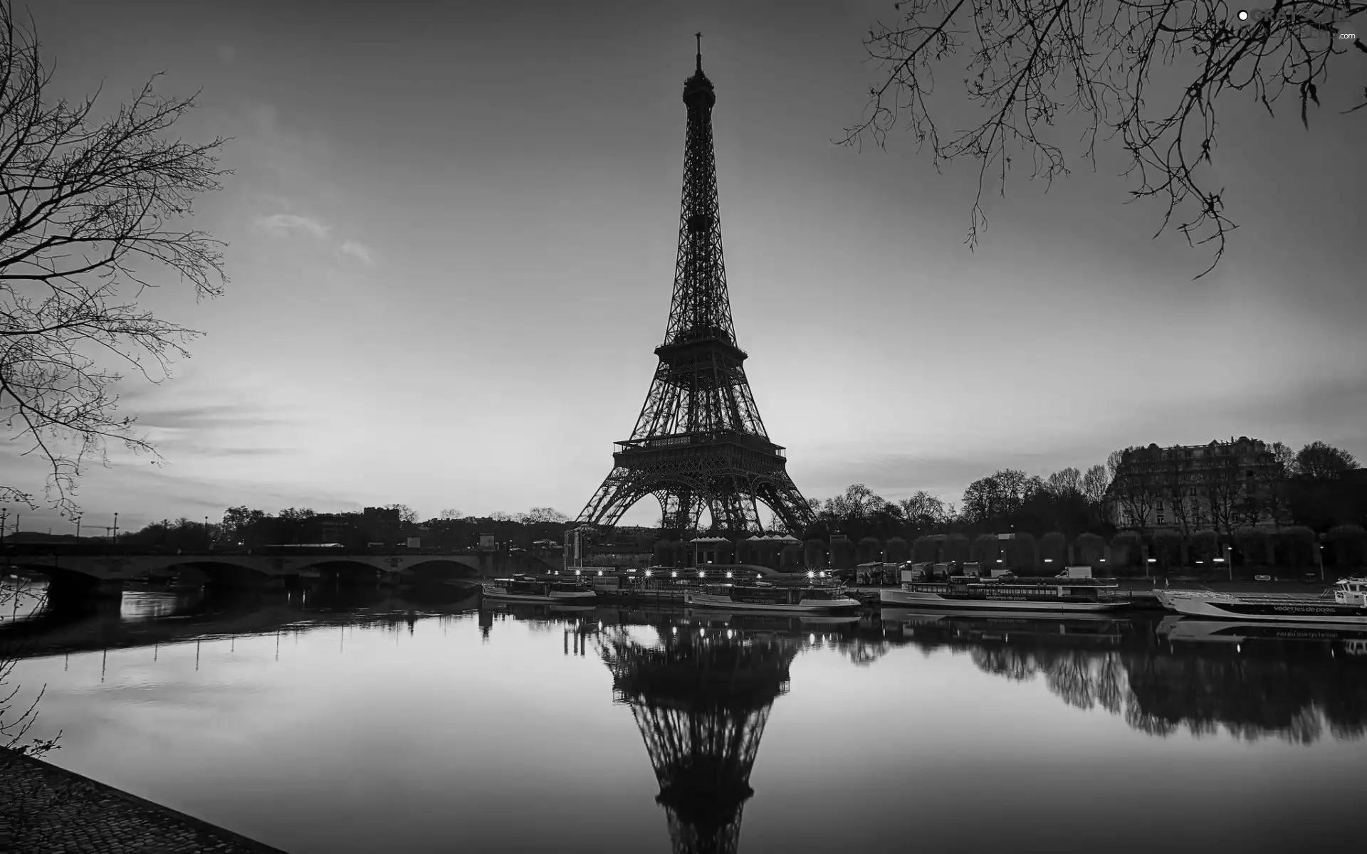 River, bridge, Paris, vessels, sun, Eiffla, tower, east