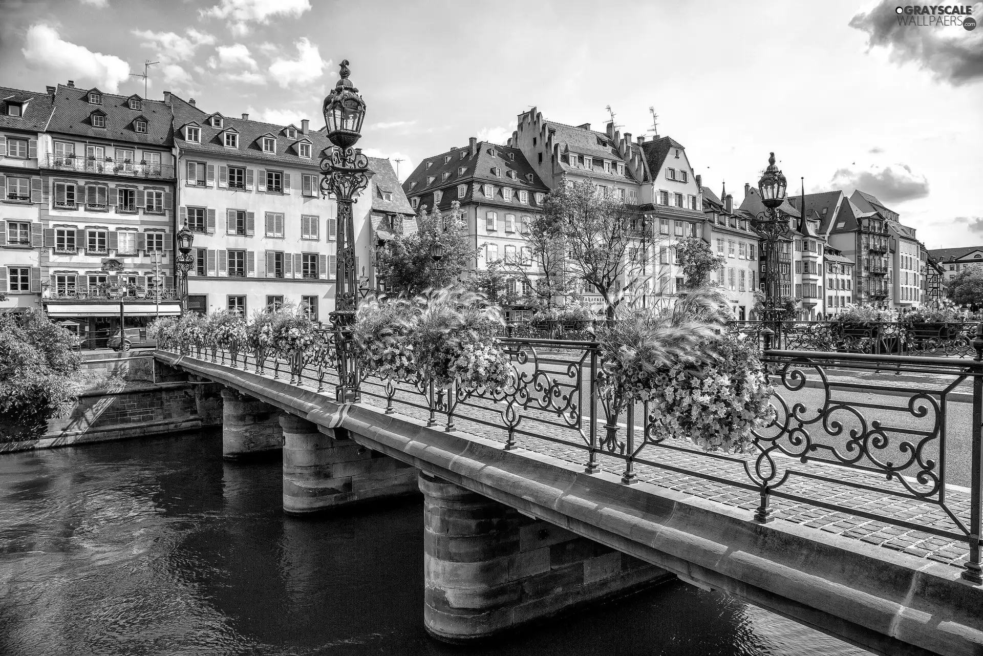 bridge, color, strasbourg, France, River, apartment house
