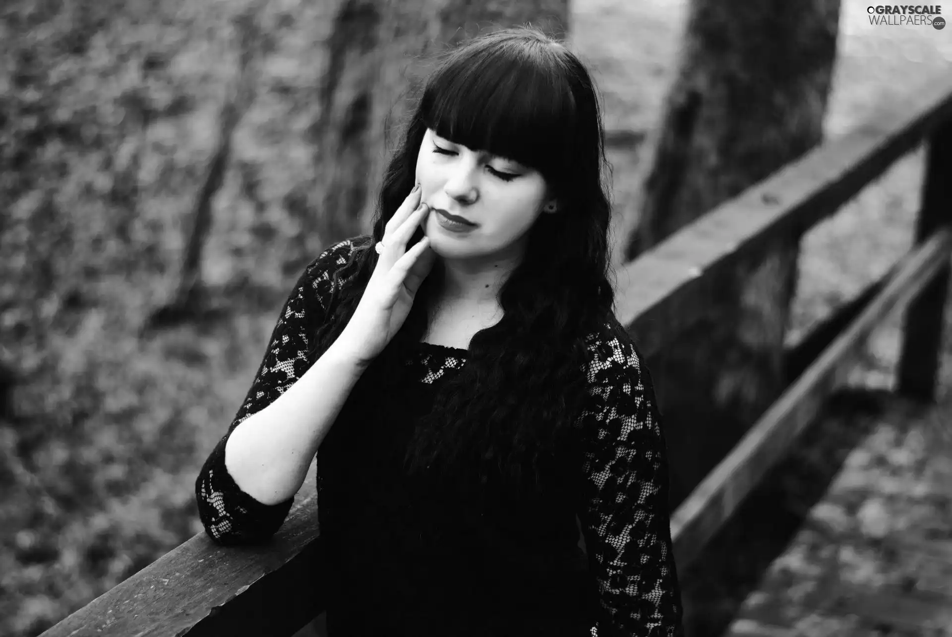 Women, dress, bridge, black