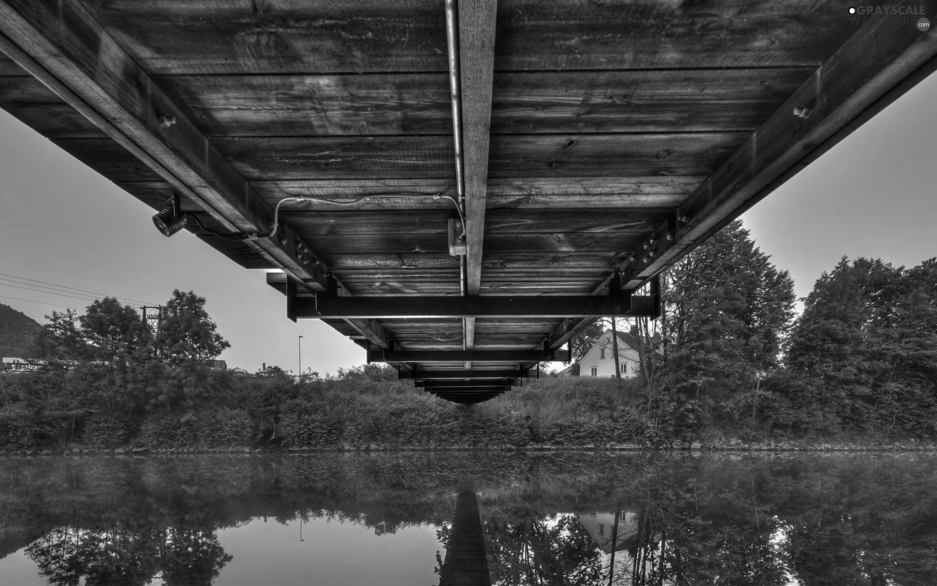 bridge, River, wooden