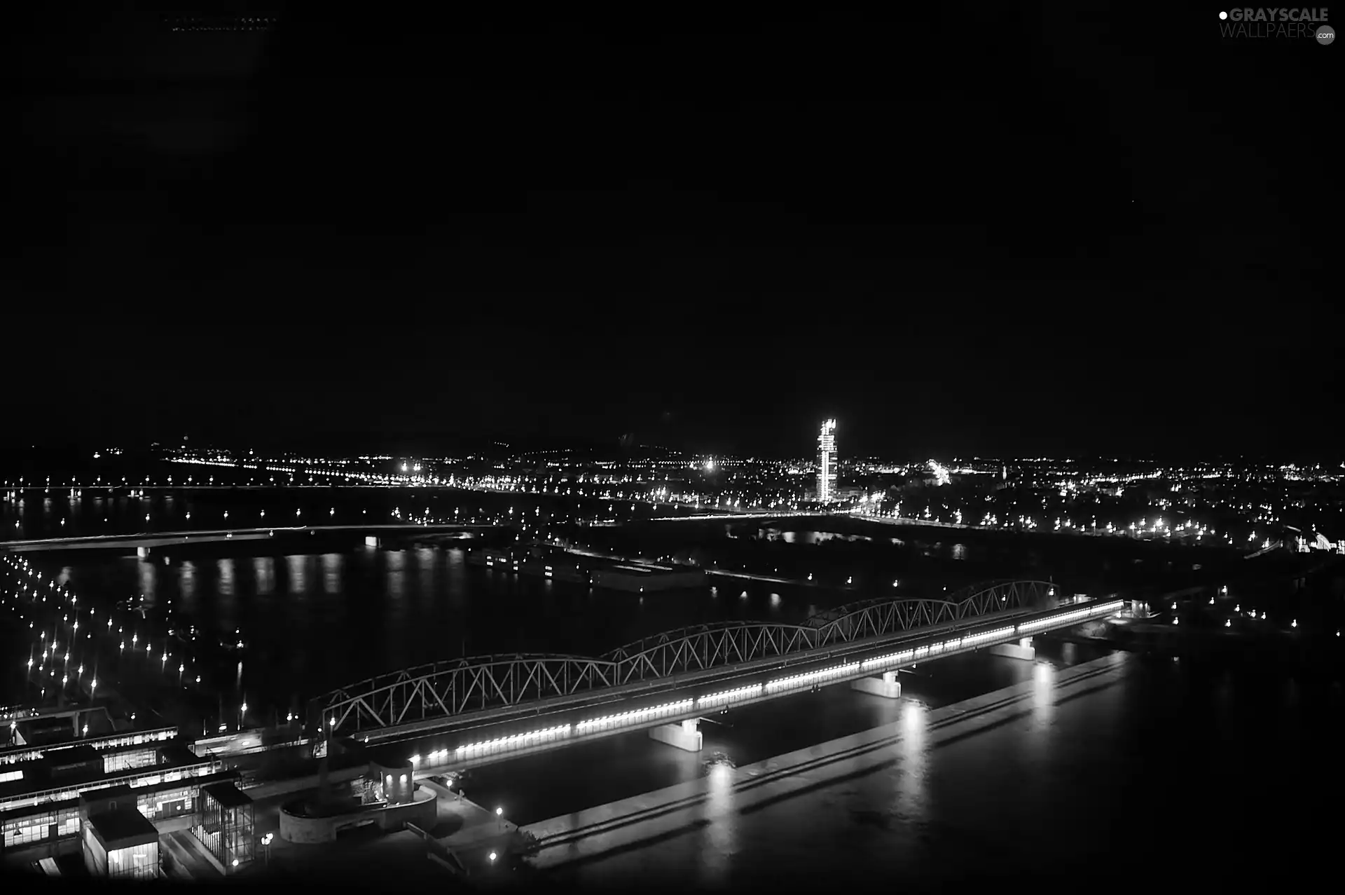 Vienna, Danube, Bridges, night