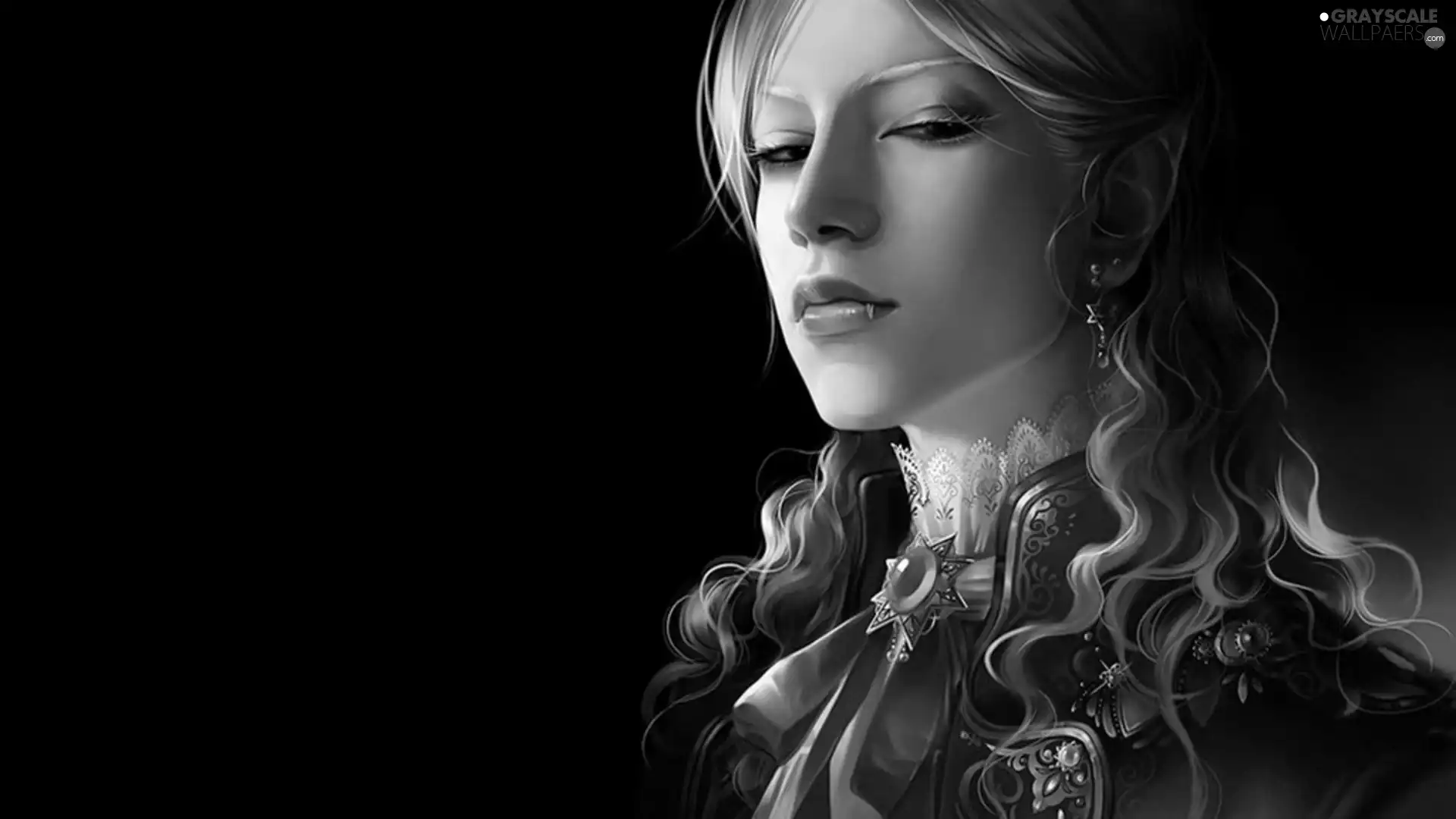 Women, ear-ring, brooch, Vampire