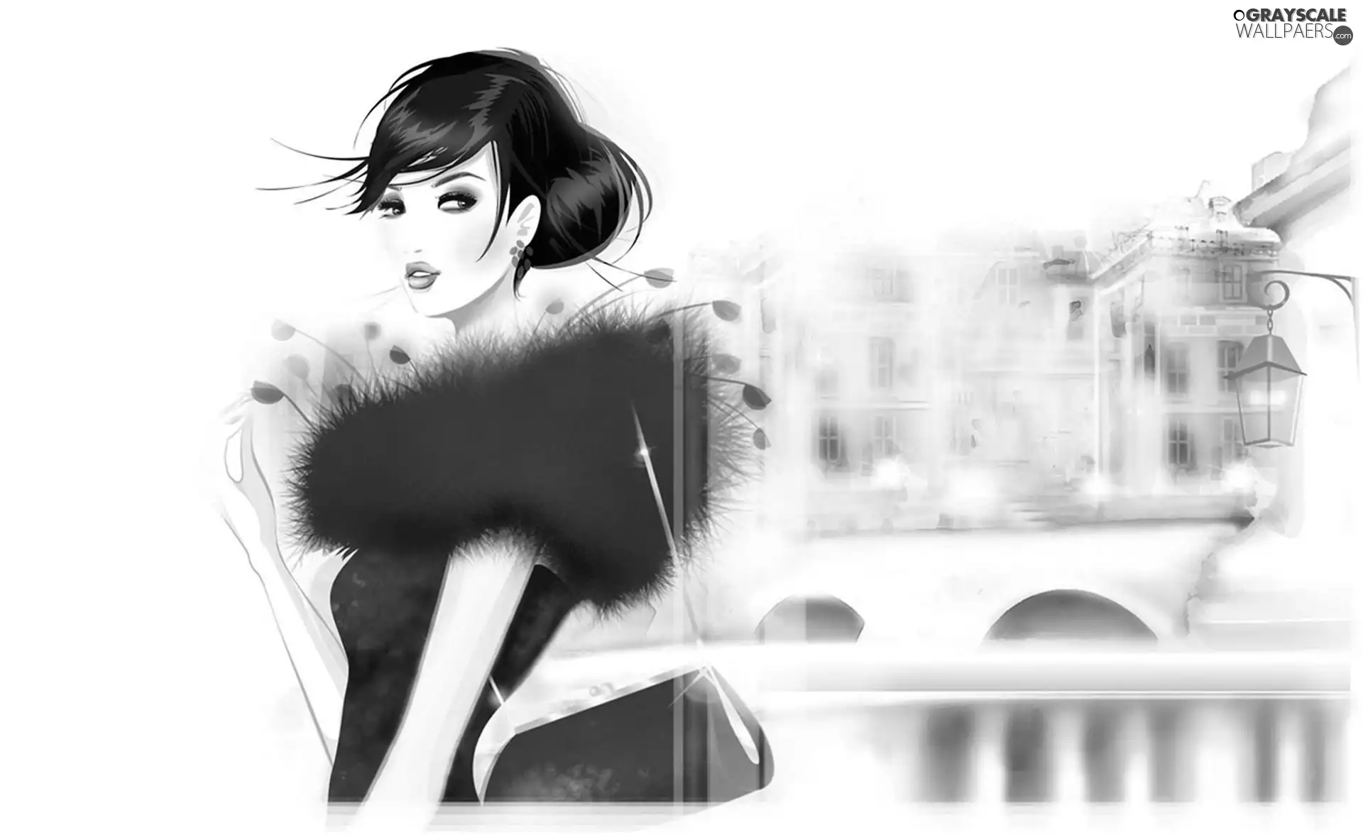 brunette, graphics, dress, Purse, red hot, 2D