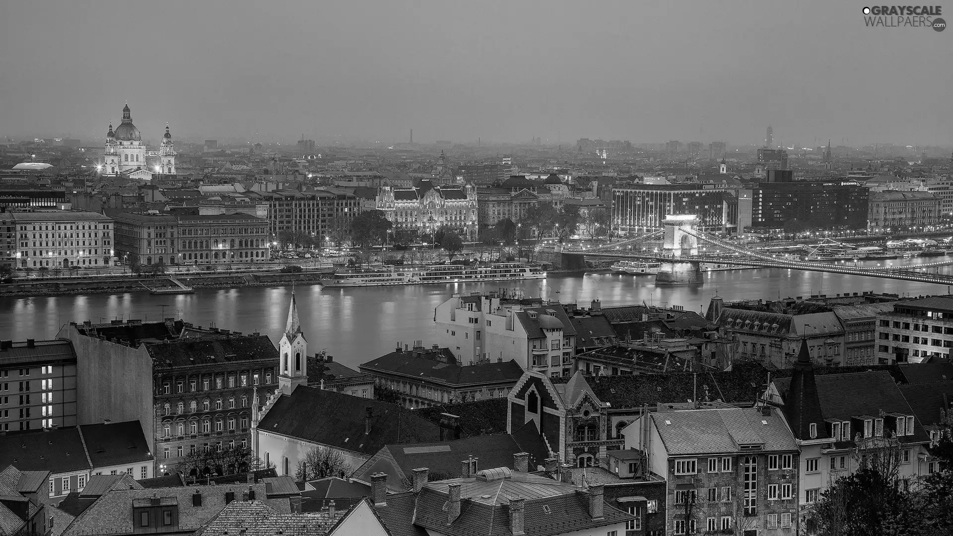 panorama, River, Budapest, Hungary, town, bridge