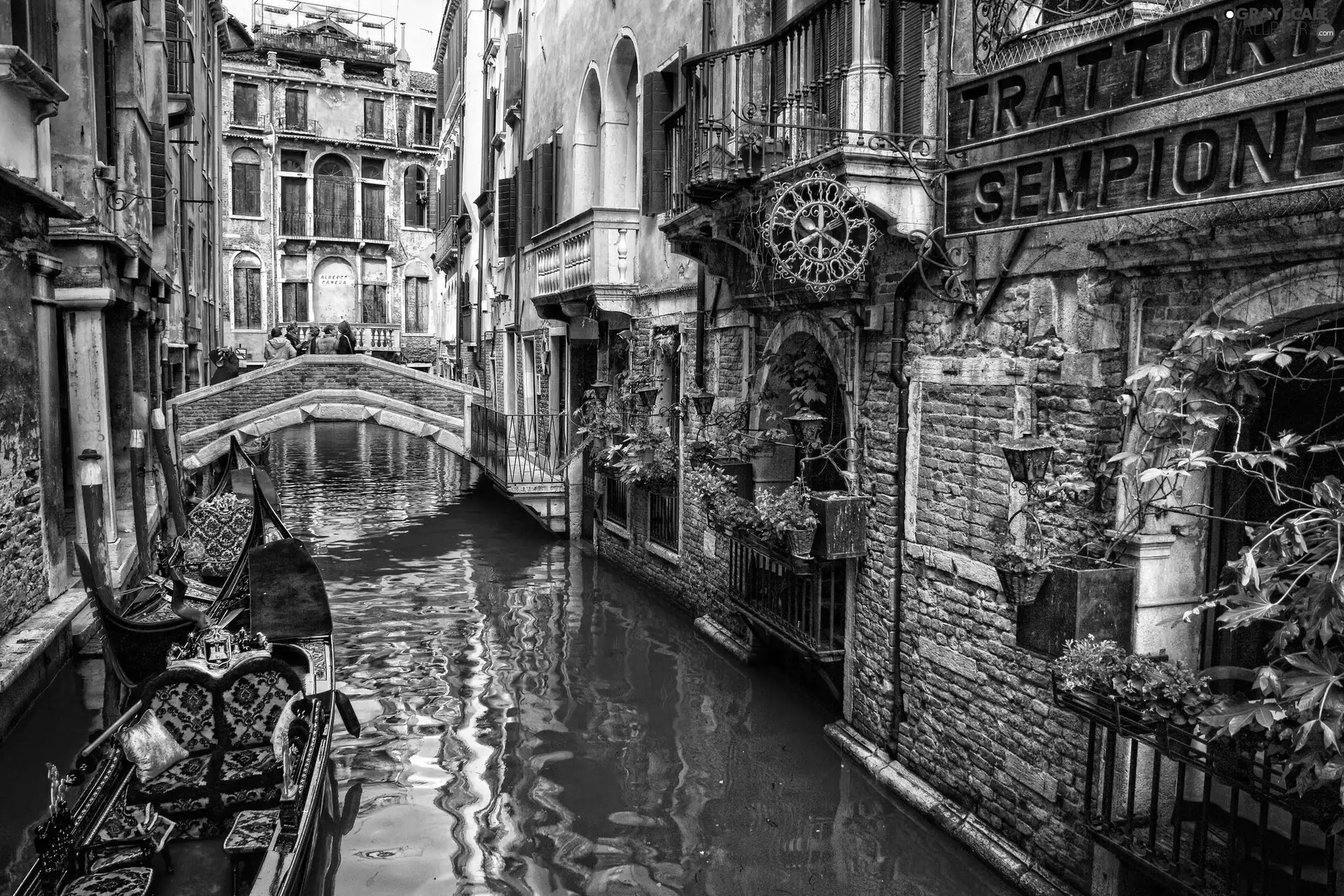 buildings, Gondolas, canal, bridges, Venice