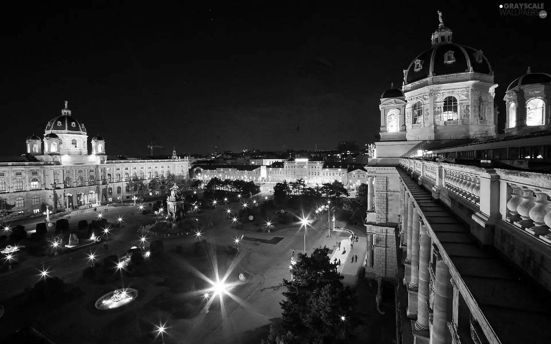 Vienna, illuminated, buildings, night