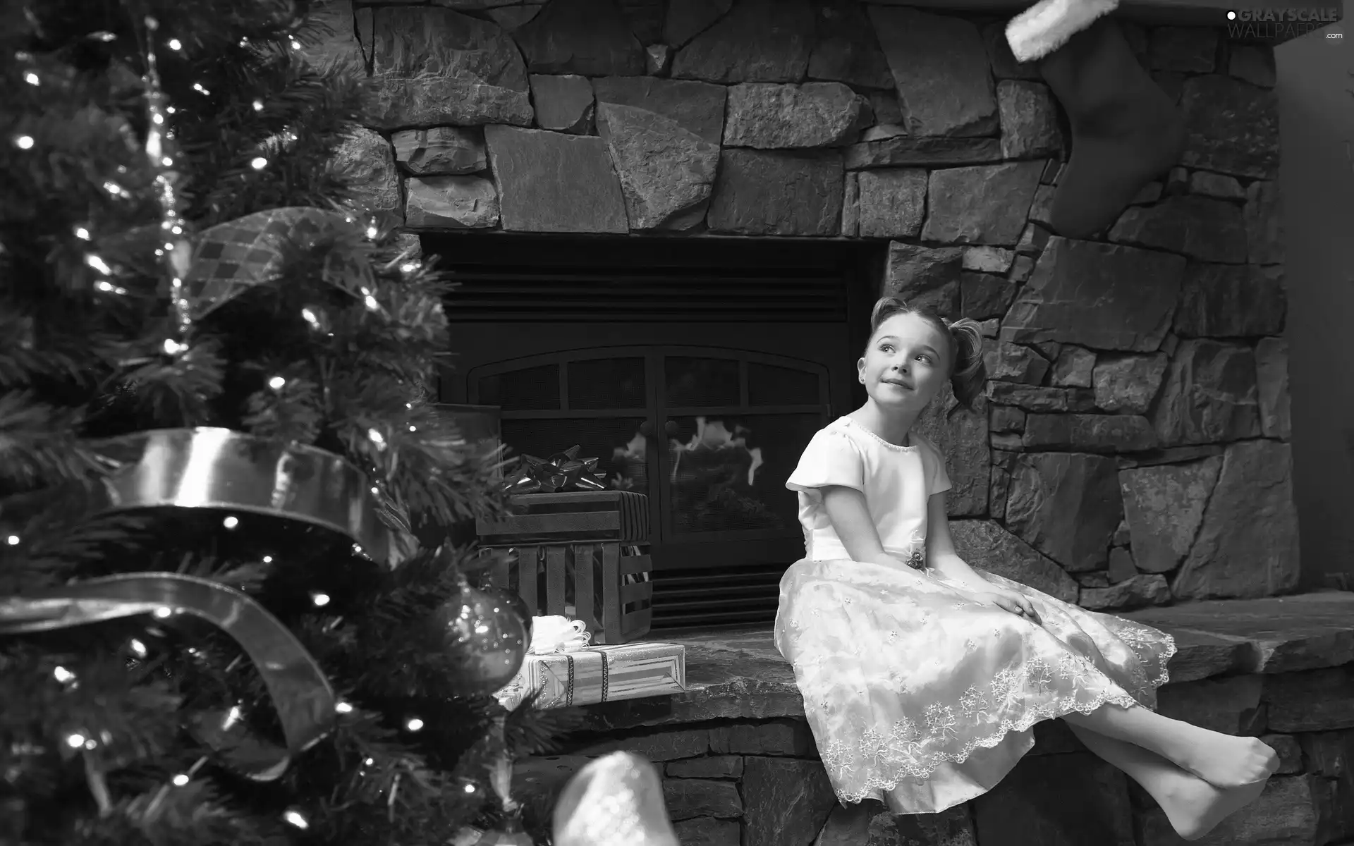 Christmas, girl, burner chimney