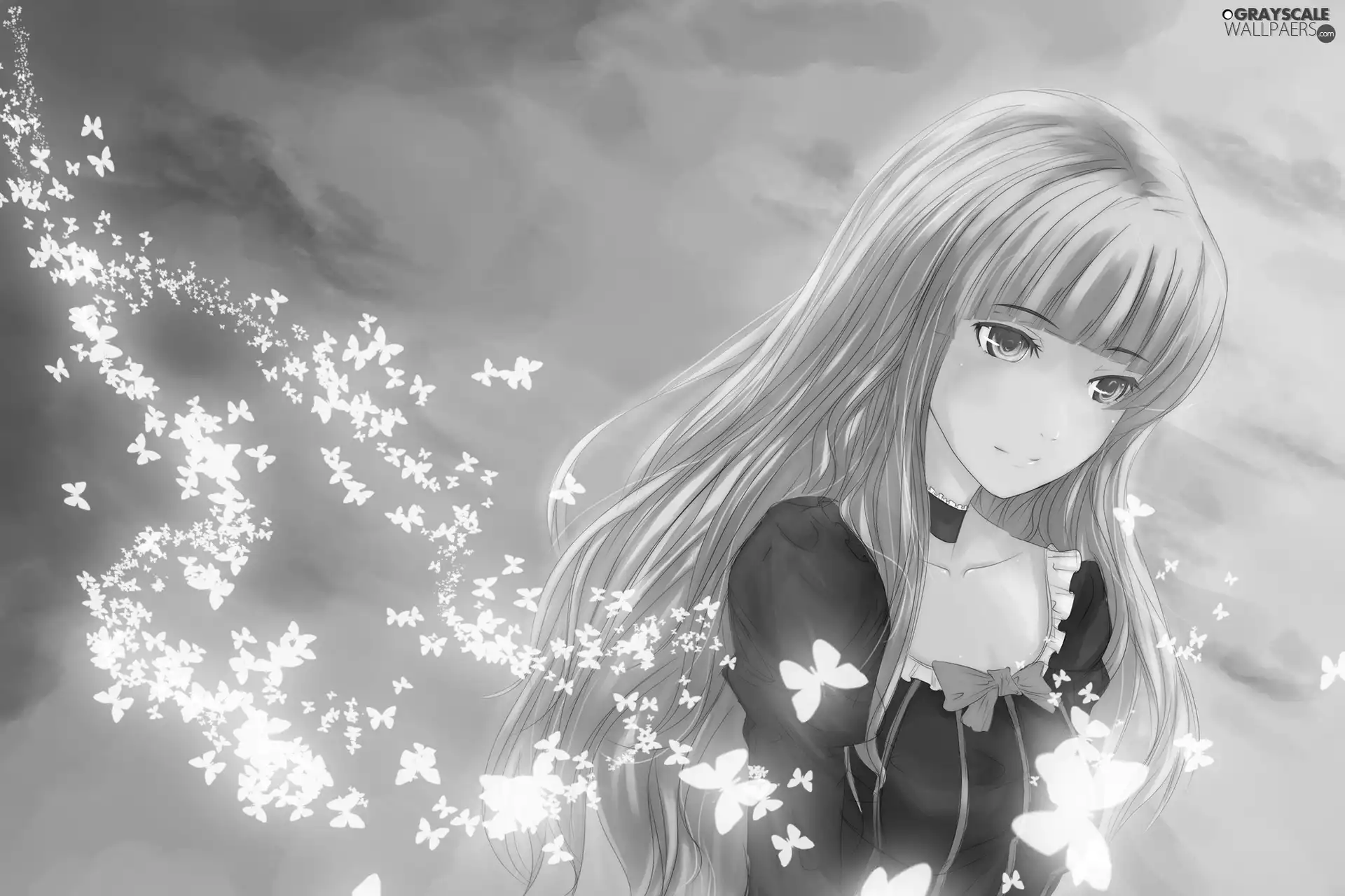 butterflies, sad, girl