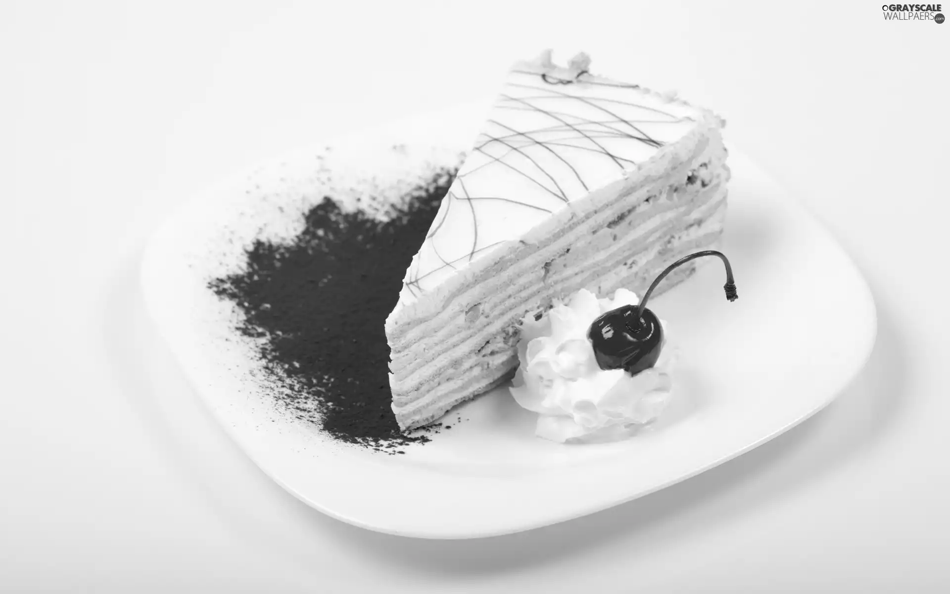 piece, plate, Wisienka, cake